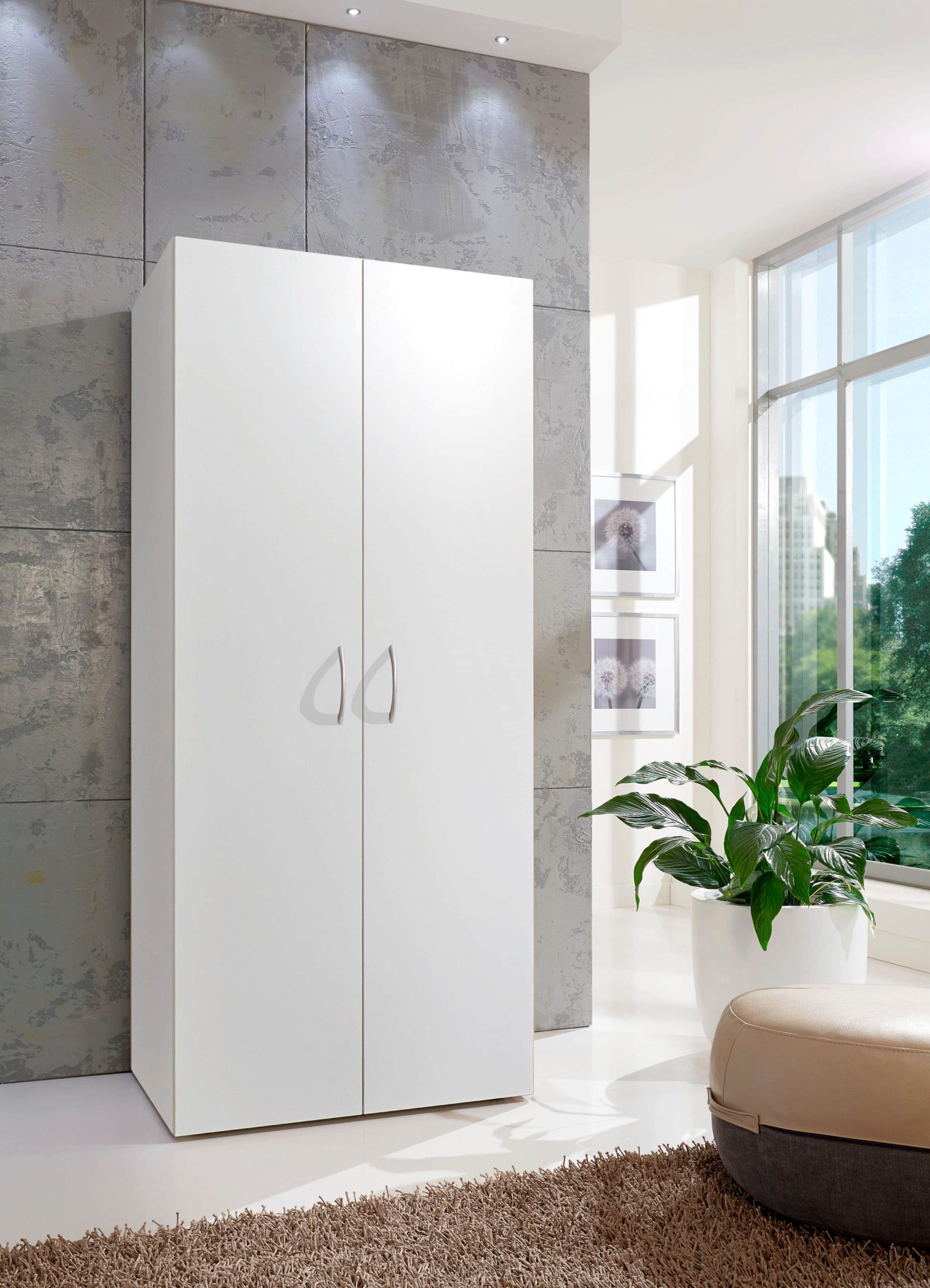 Wimex Schränke Wimex Multiraumkonzept Schrank 2-Türig Weiß | 40x80x185 cm | 5 Einlegeböden | Hochwertiger Holzwerkstoff | Stauraumwunder für Schlafzimmer & Flur Weiß