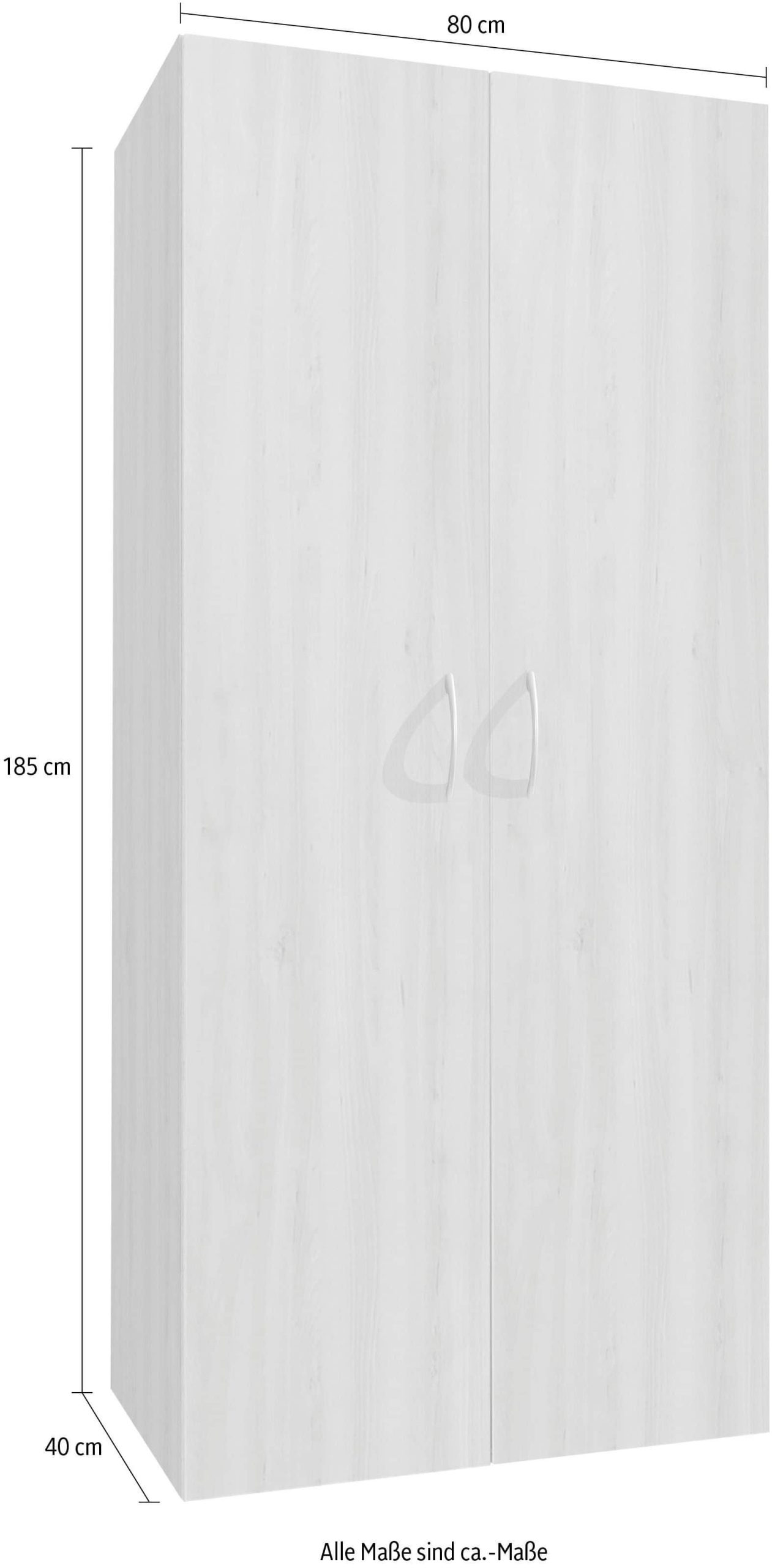 Wimex Multiraumkonzept Schrank 2-Türig Weiß | 40x80x185 cm | 5 Einlegeböden | Hochwertiger Holzwerkstoff | Stauraumwunder für Schlafzimmer & Flur Eiche säge Schränke Wimex