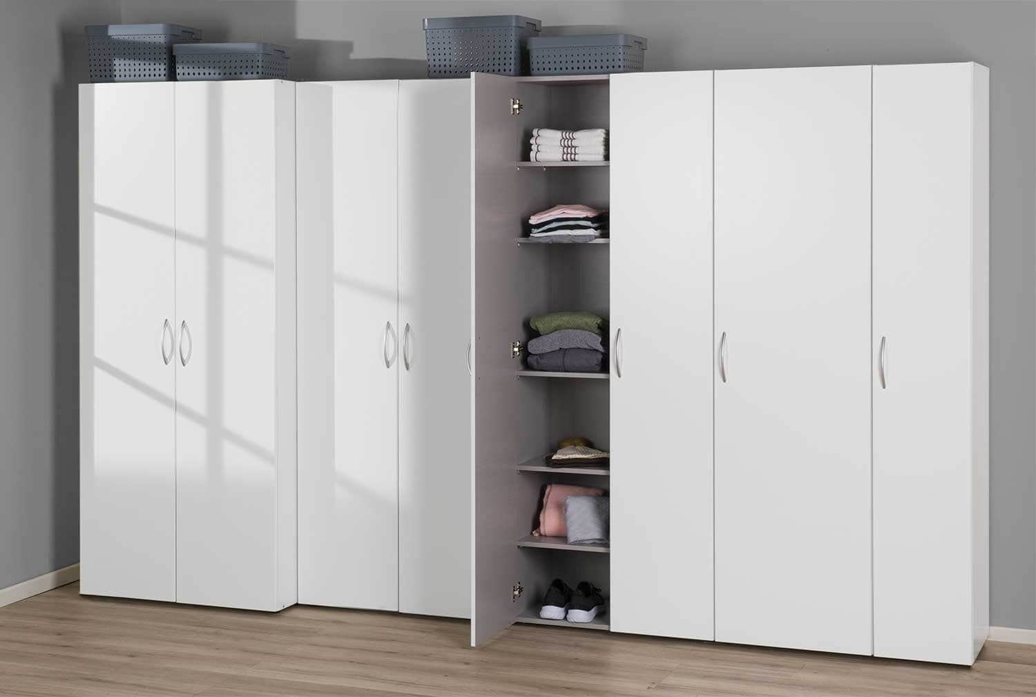 Wimex Multiraumkonzept Schrank 2-Türig Weiß | 40x80x185 cm | 5 Einlegeböden | Hochwertiger Holzwerkstoff | Stauraumwunder für Schlafzimmer & Flur unbekannt Schränke Wimex