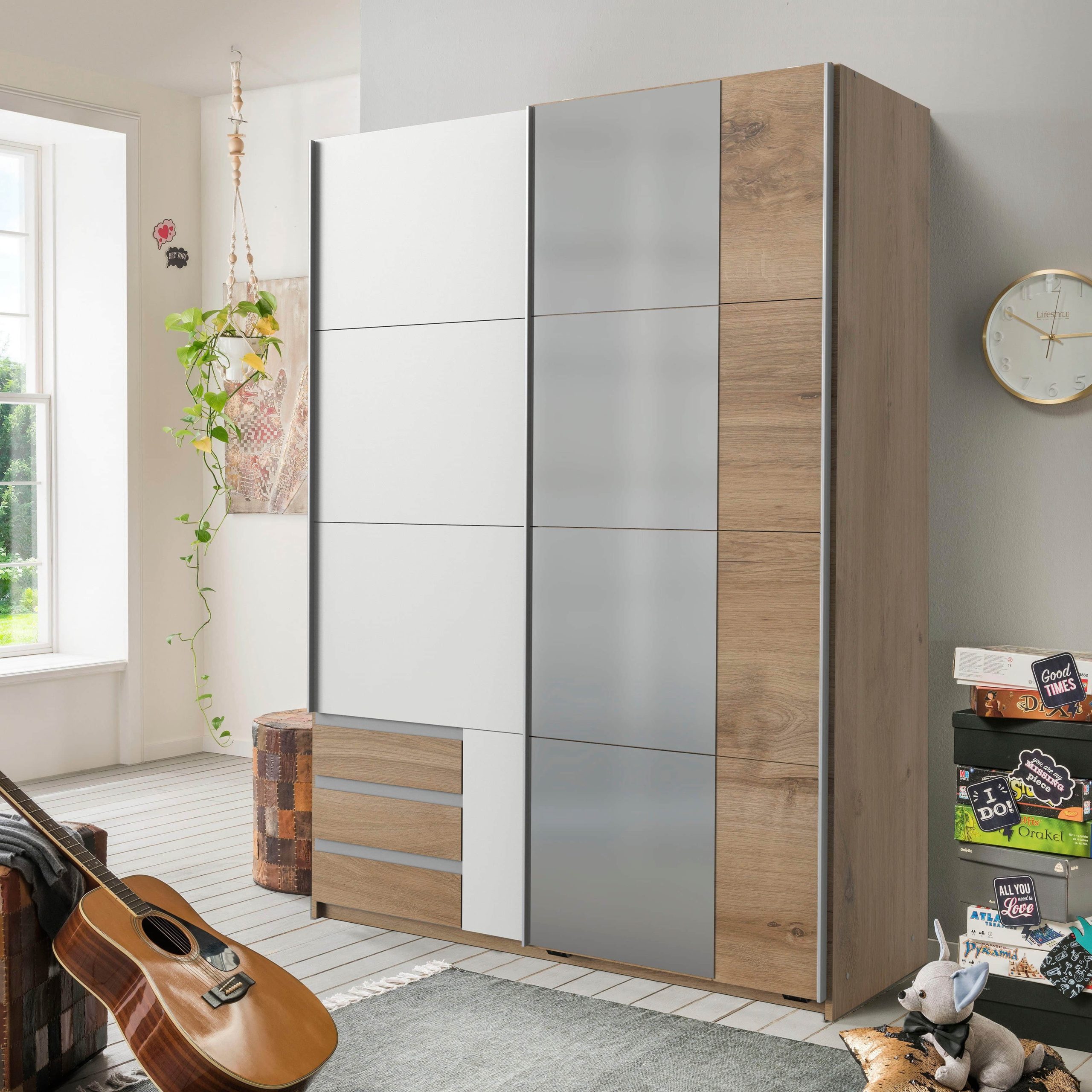 Wimex Schwebetürenschrank 'Emden' - Moderner Kleiderschrank mit Spiegel, Schubladen & Kleiderstange | BESTSELLER für stilvolles Schlafzimmer Plankeneic Wimex Schränke