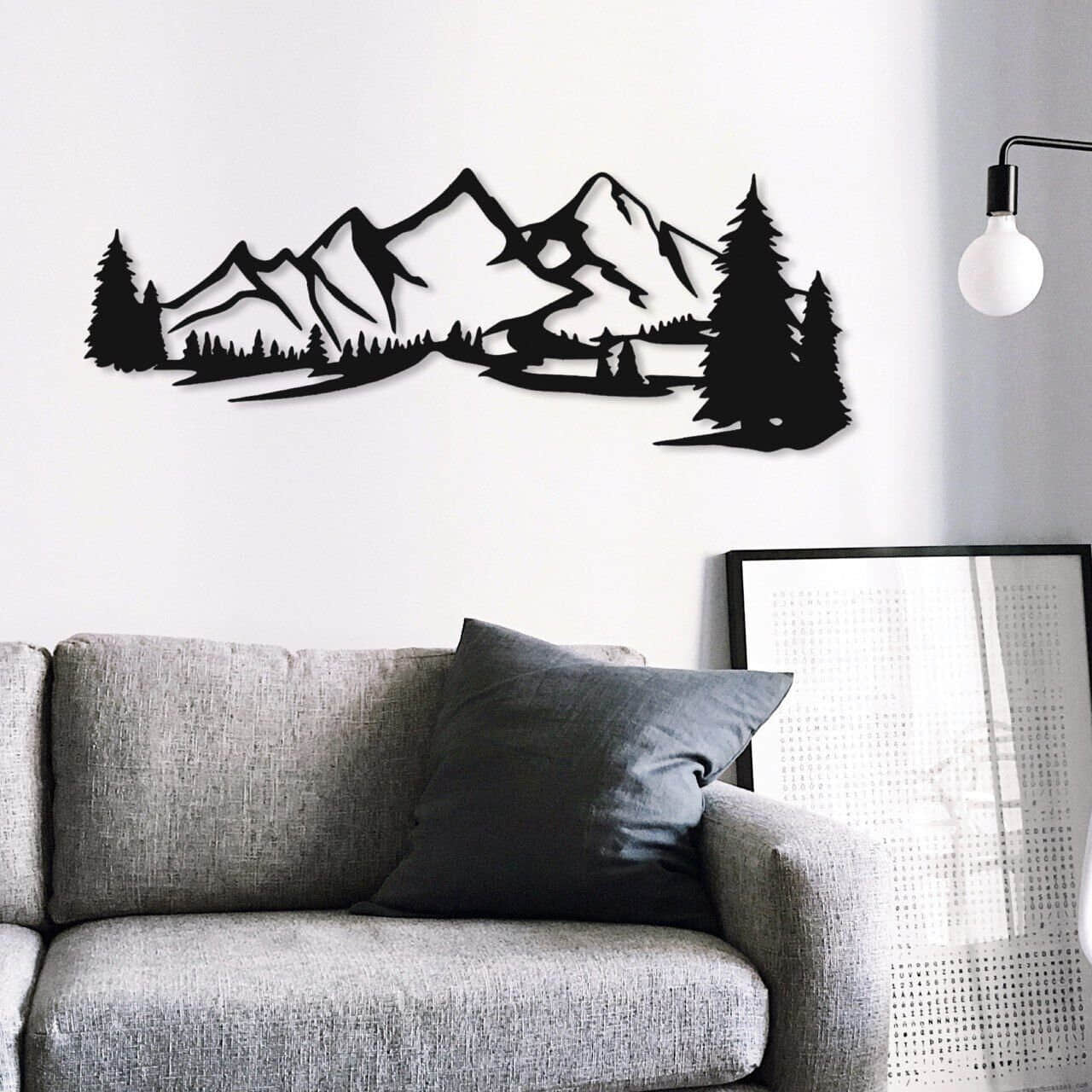Dekoration WoodFriends WoodFriends Premium Wandbild Berglandschaft aus Holz - Handgefertigte Berg-Deko aus 4mm Sperrholz - Natur/Schwarz/Weiß - 30x40 cm - Ideal für Bergsteiger & Wanderer