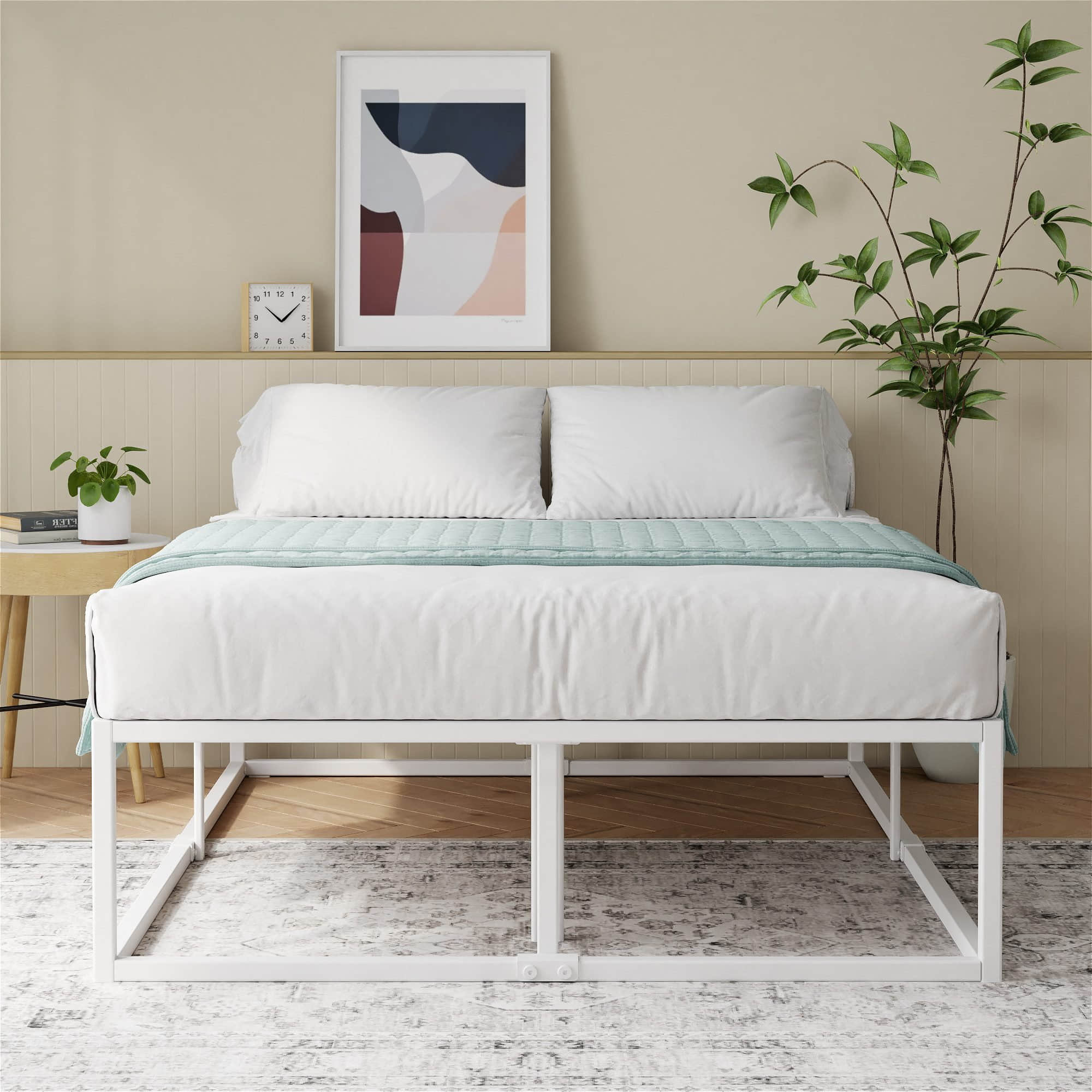 Betten ZINUS ZINUS Joseph Metallbettgestell mit Holzlattenrost | Modernes Platform-Bett mit Stauraum | Einfache Montage | 5-Jahres-Garantie | 90x200cm/140x200cm/180x200cm Weiß