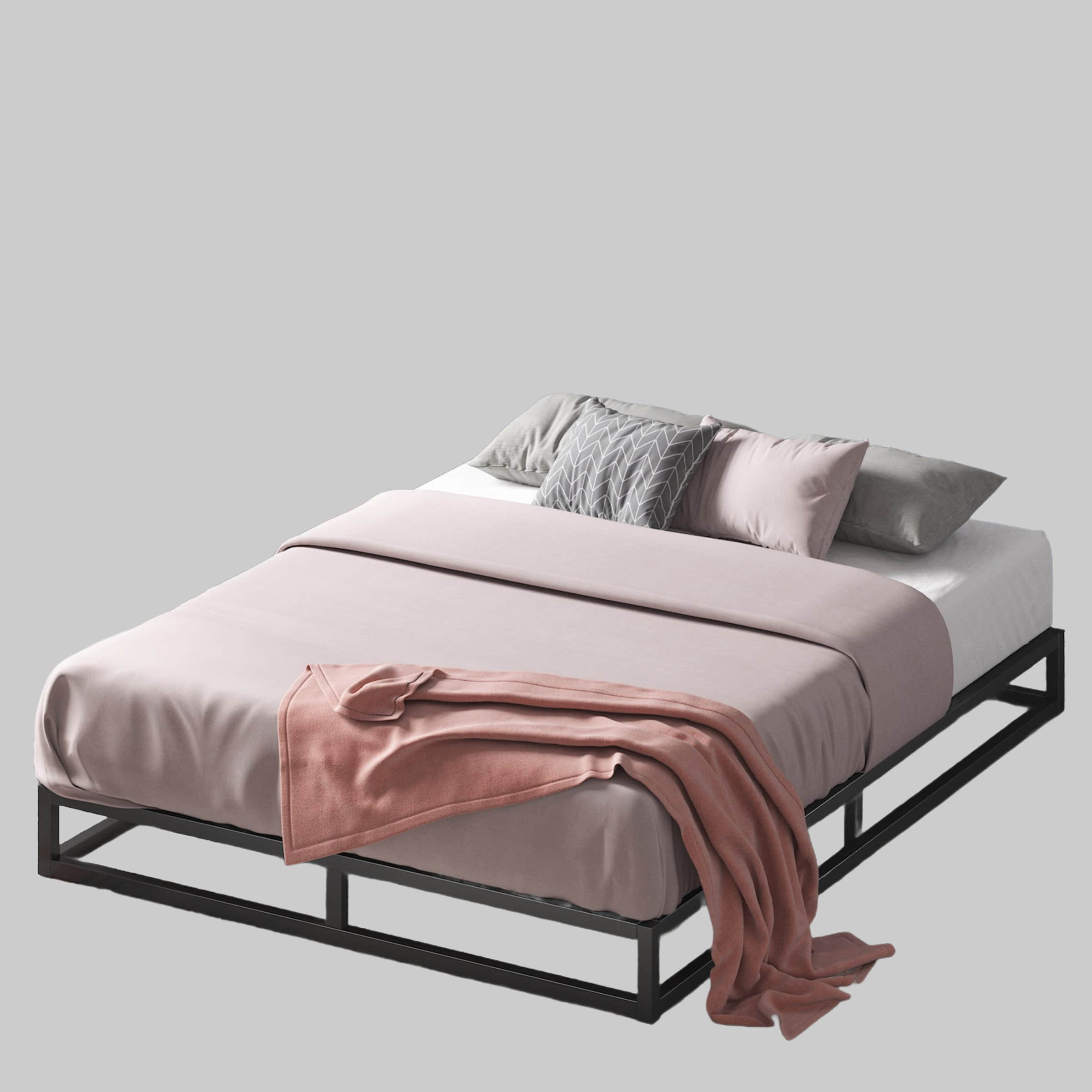 Betten ZINUS ZINUS Joseph Metallbettgestell mit Holzlattenrost | Modernes Platform-Bett mit Stauraum | Einfache Montage | 5-Jahres-Garantie | 90x200cm/140x200cm/180x200cm Schwarz