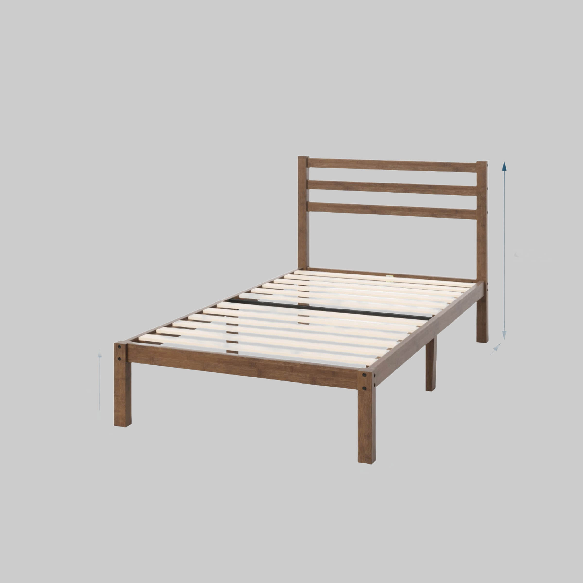 ZINUS ZINUS Leni Massivholz-Bettgestell mit Unterbett-Stauraum | Nachhaltiges Bambus-Bett (90x200 cm) inkl. Holzlattenrost & Kopfteil | 5 Jahre Garantie Braun Betten