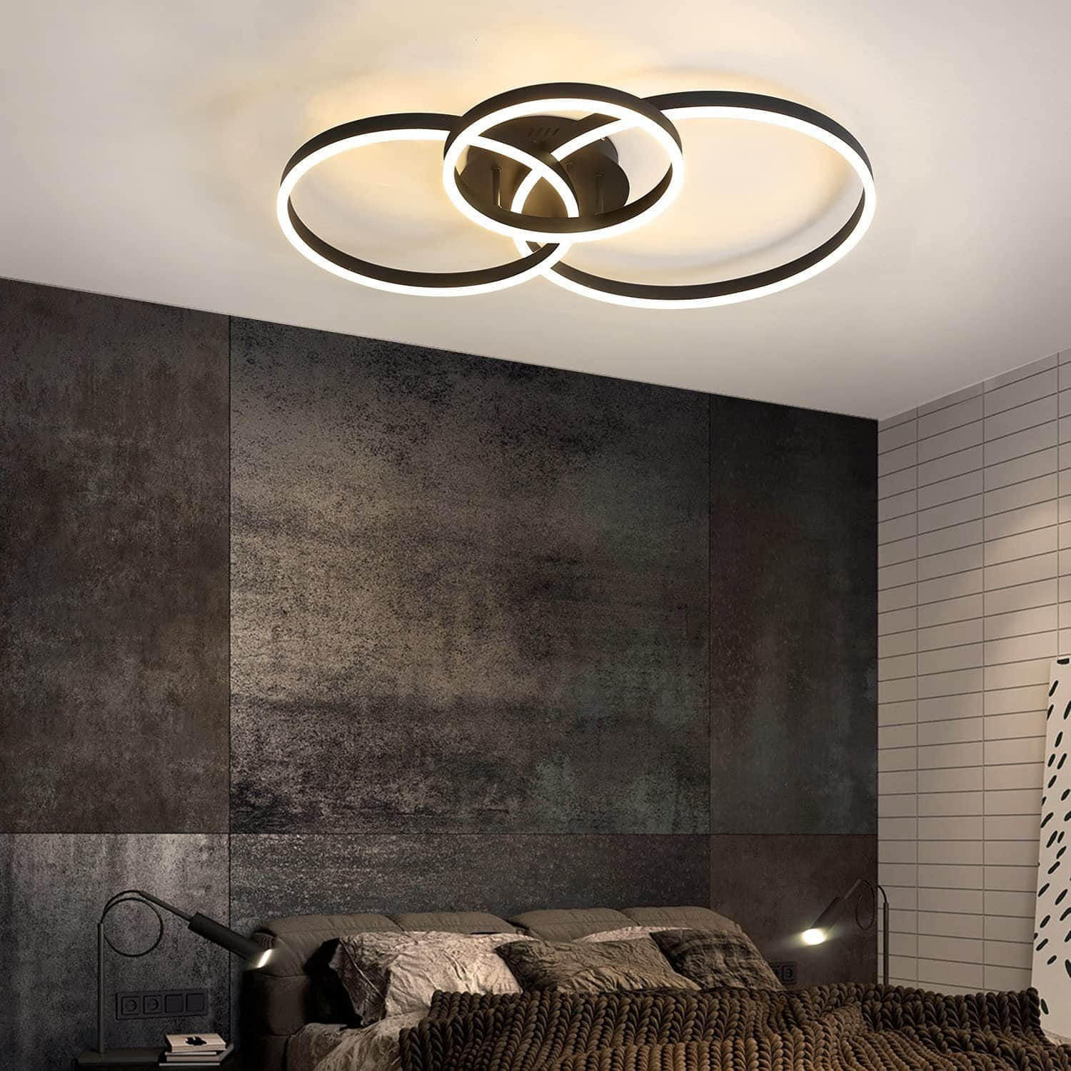 ZMH LED Deckenleuchte Dimmbar 61W Modern Schwarz Ø82cm mit Fernbedienung - 3 Lichtfarben (Warmweiß/Neutralweiß/Tageslicht) - CE-zertifiziert A Lampen ZMH