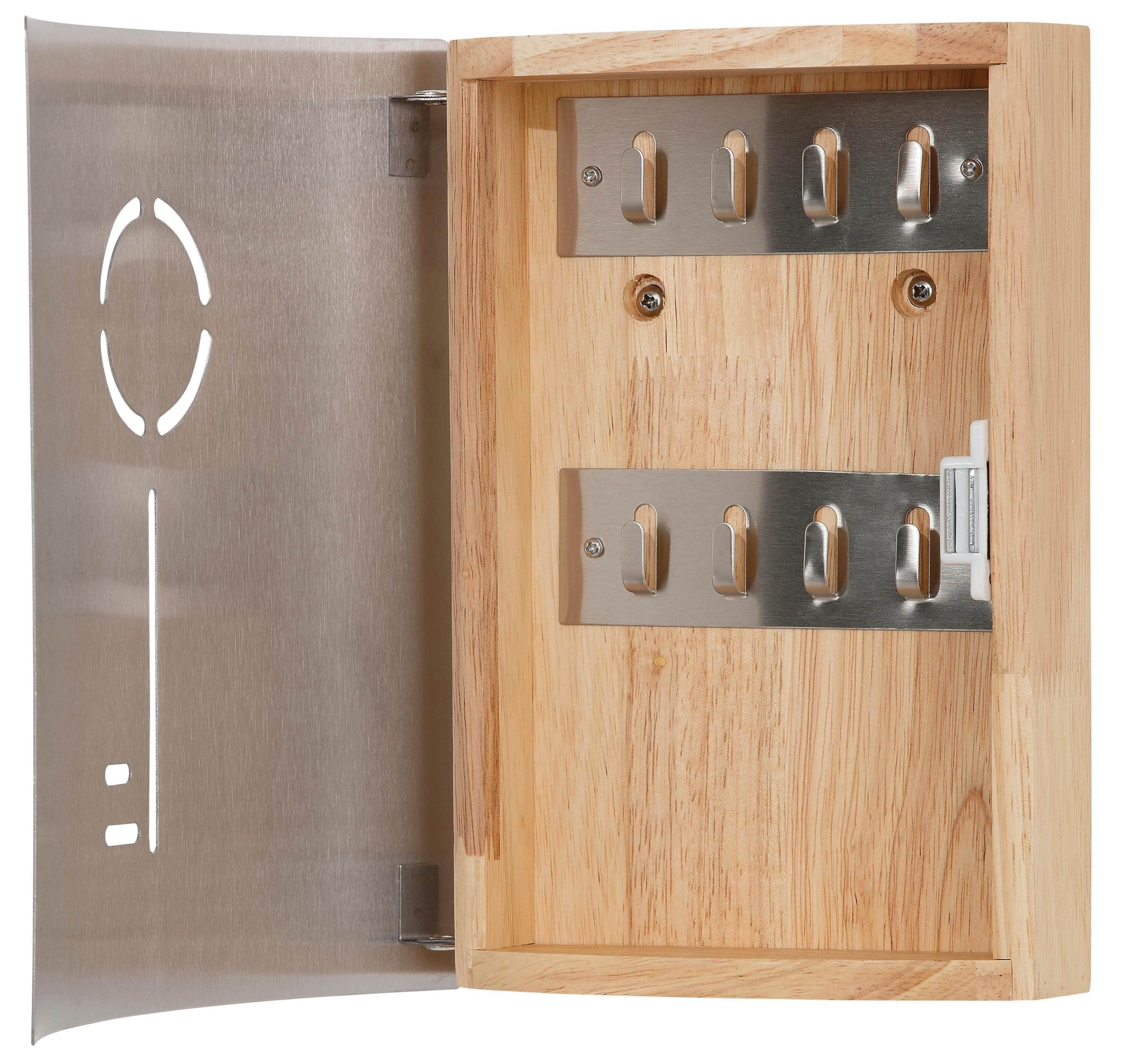 Zeller Present Zeller 13876 Premium Bamboo Key Box - 19x6x27 cm Natural Wood Key Organizer with 8 Hooks & Magnetic Closure Aufbewahrung