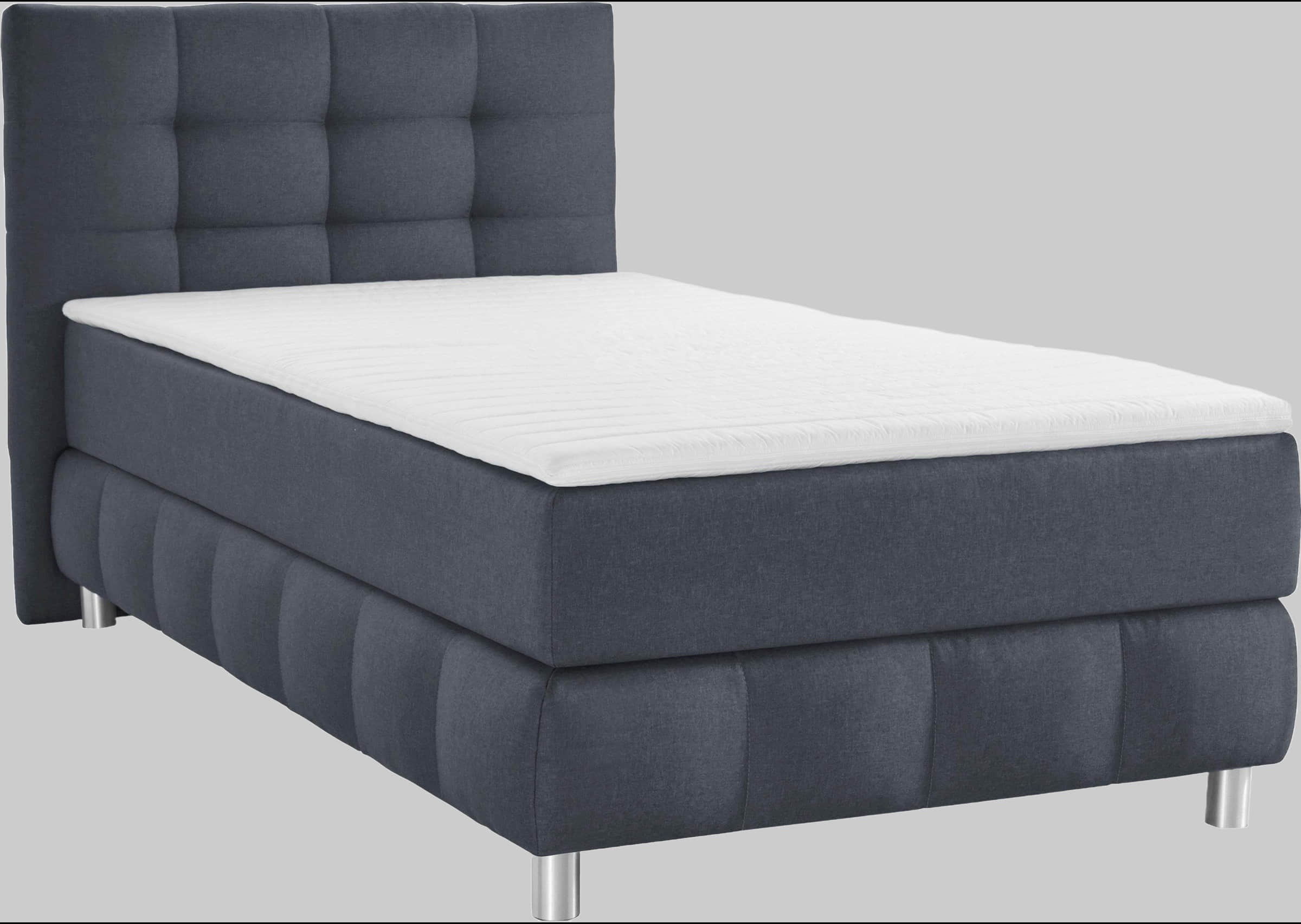 andas Boxspringbett Salo | Inkl. Premium-Topper | 6 Breiten (90-200cm) | 2 Härtegrade + TFK H4 Option | Elegantes Karostepp-Kopfteil anthrazit andas Betten