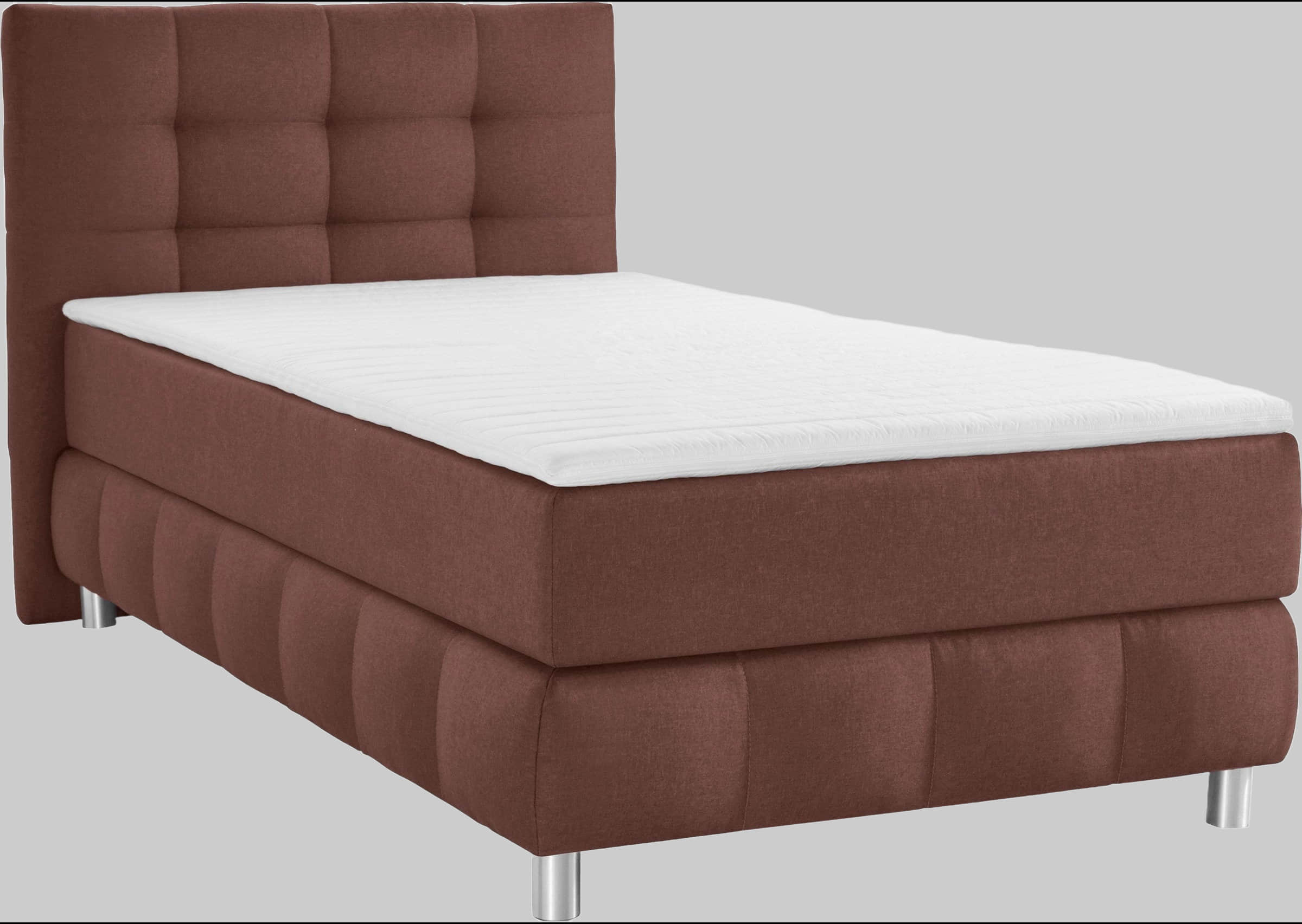 andas Boxspringbett Salo | Inkl. Premium-Topper | 6 Breiten (90-200cm) | 2 Härtegrade + TFK H4 Option | Elegantes Karostepp-Kopfteil braun Betten andas