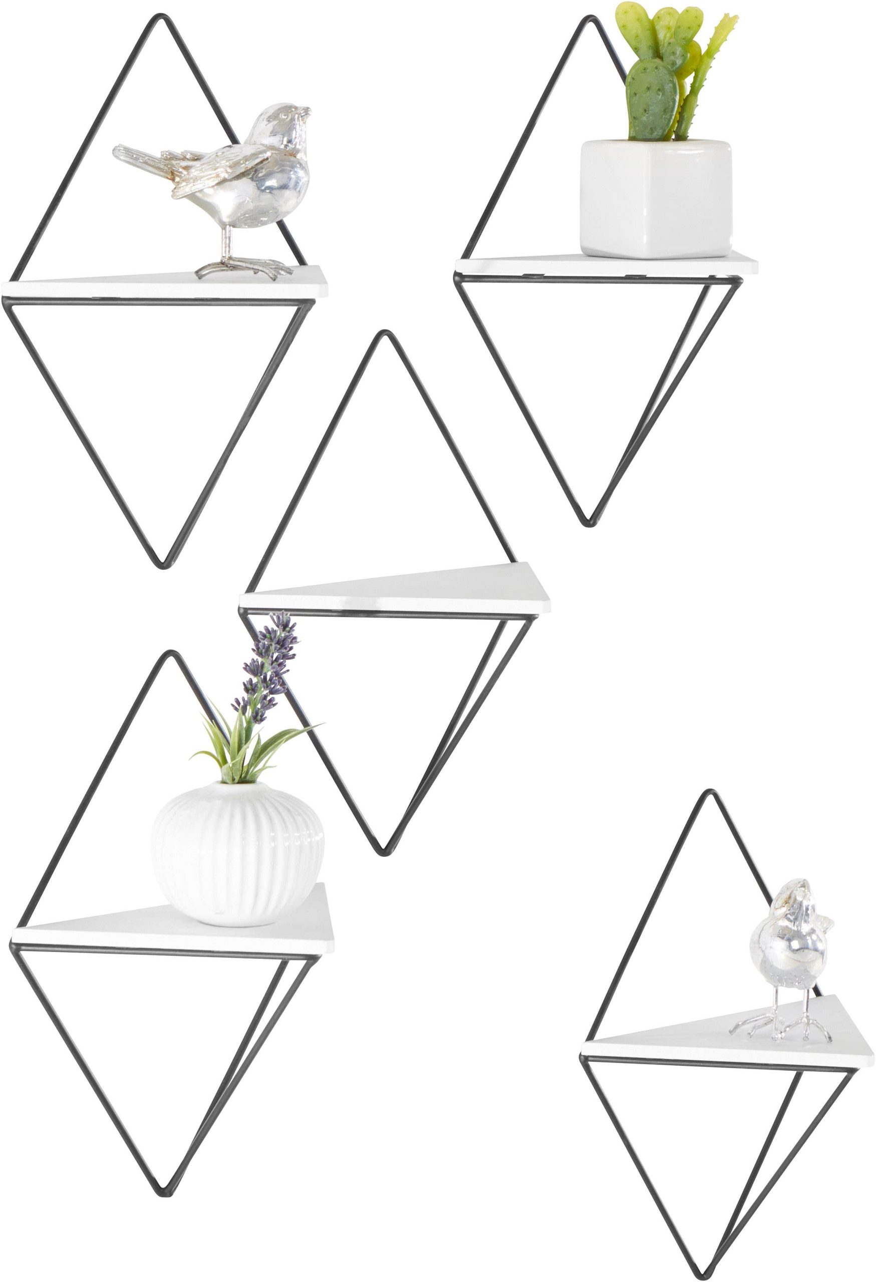 andas 'Rauten Rudel' 5-Piece Geometric Wall Shelf Set - Modern Metal Diamond-Shaped Decor Shelves for Home & Office schwarz Regale andas