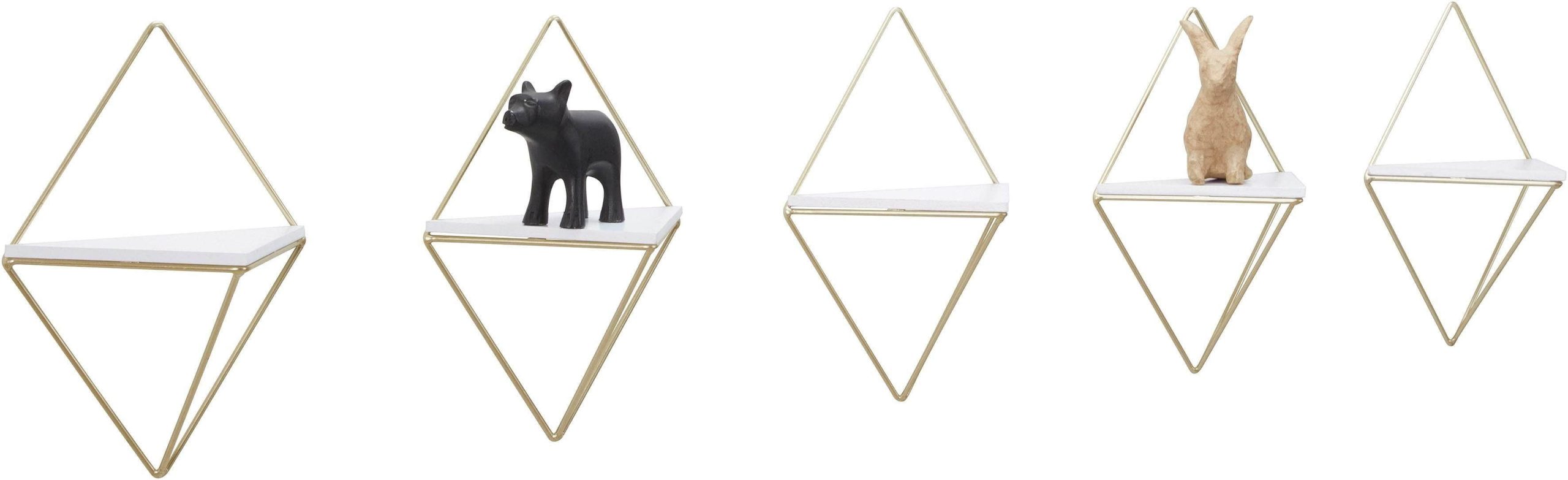 andas Regale andas 'Rauten Rudel' 5-Piece Geometric Wall Shelf Set - Modern Metal Diamond-Shaped Decor Shelves for Home & Office gold/weiß
