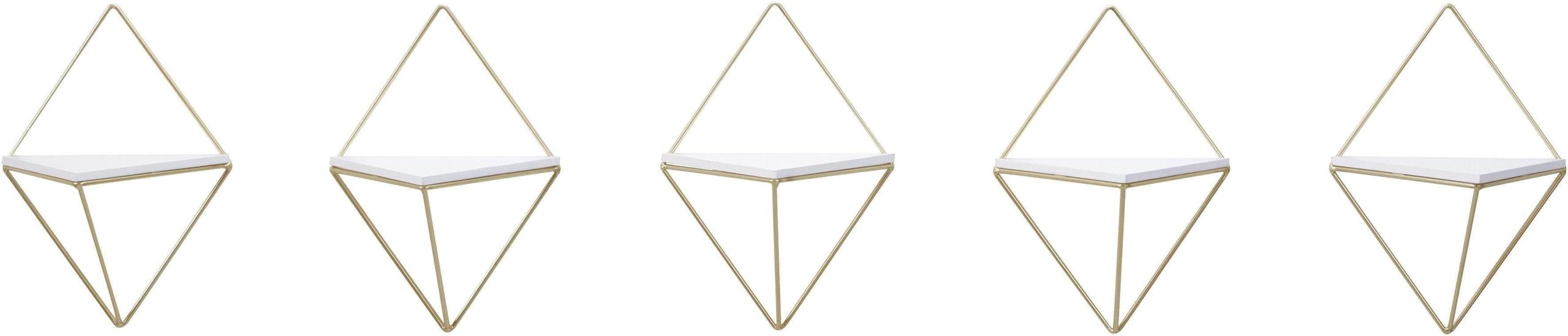 andas Regale andas 'Rauten Rudel' 5-Piece Geometric Wall Shelf Set - Modern Metal Diamond-Shaped Decor Shelves for Home & Office gold/weiß