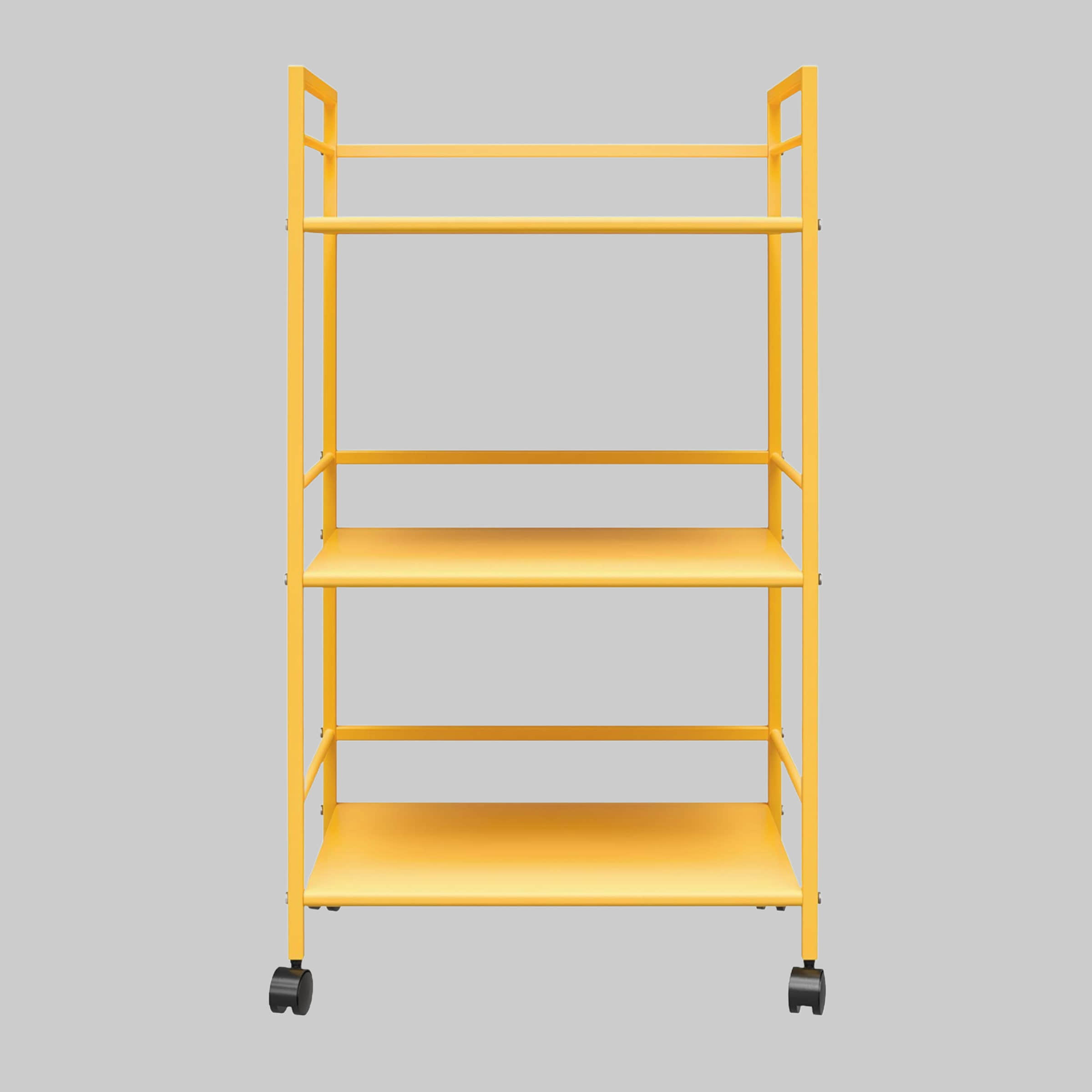 loft24 loft24 Industrial Metal Serving Cart - 3-Tier Mobile Bar Trolley with Lockable Wheels (43cm Wide, Mint Finish) gelb Tische