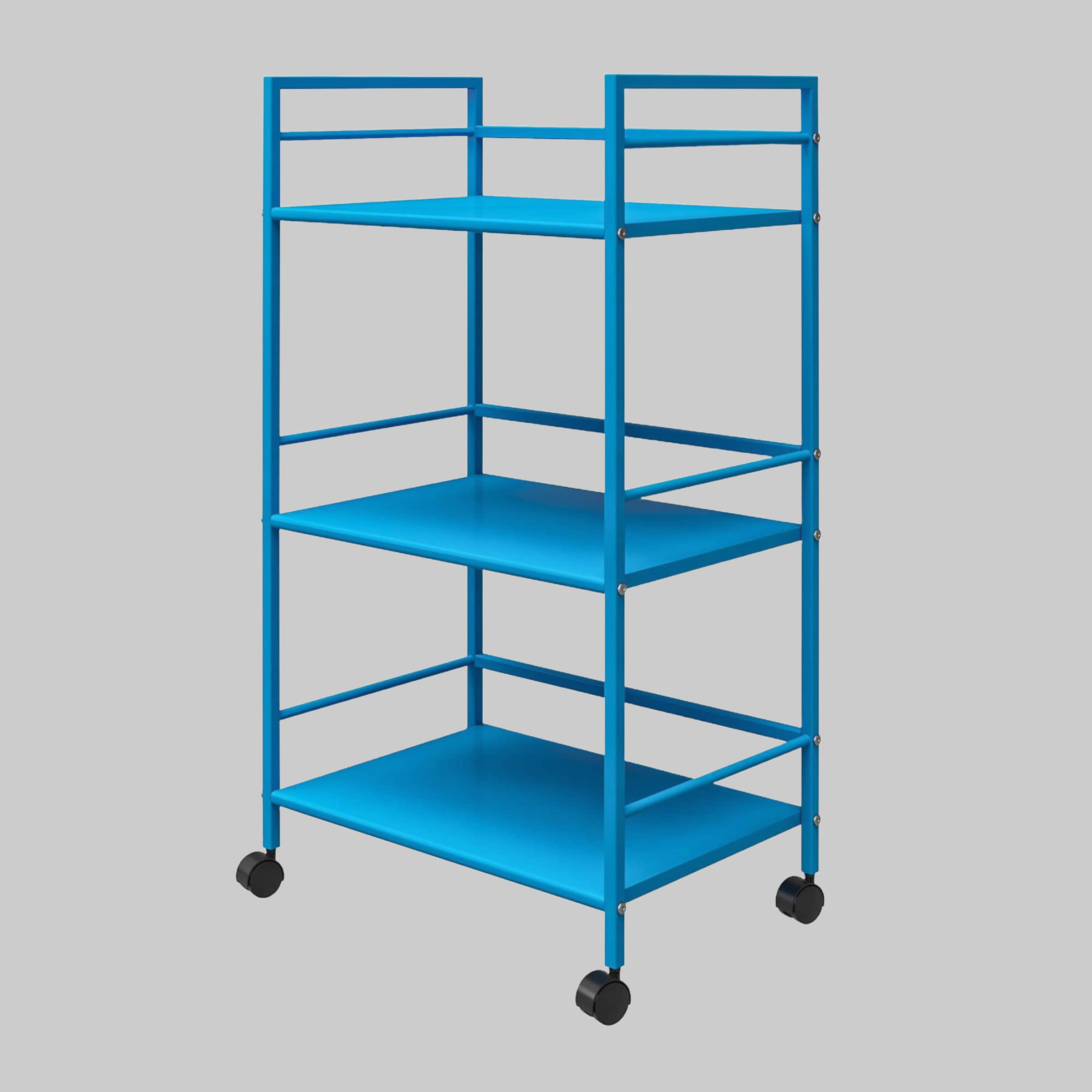 loft24 Tische loft24 Industrial Metal Serving Cart - 3-Tier Mobile Bar Trolley with Lockable Wheels (43cm Wide, Mint Finish) blau