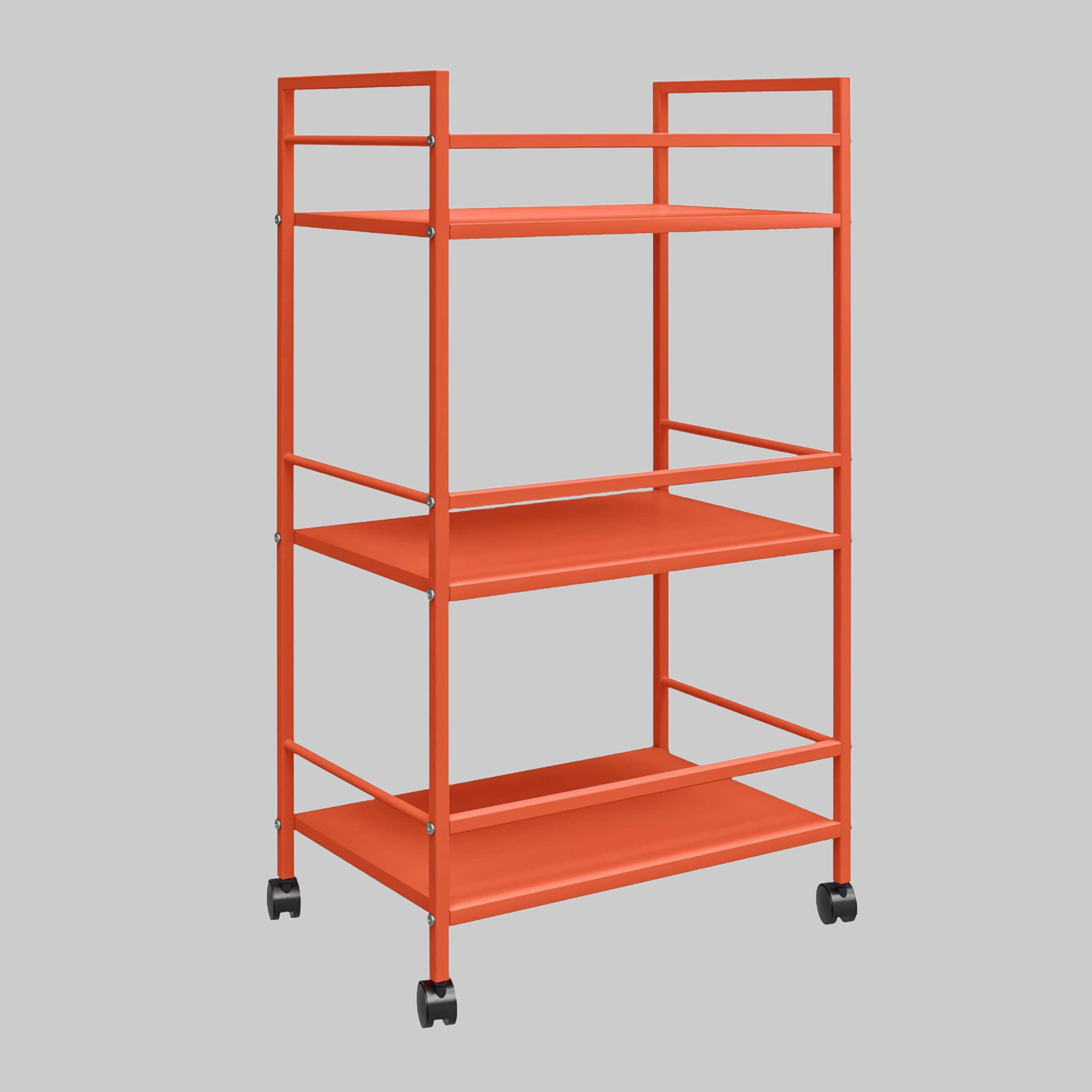 Tische loft24 loft24 Industrial Metal Serving Cart - 3-Tier Mobile Bar Trolley with Lockable Wheels (43cm Wide, Mint Finish) orange
