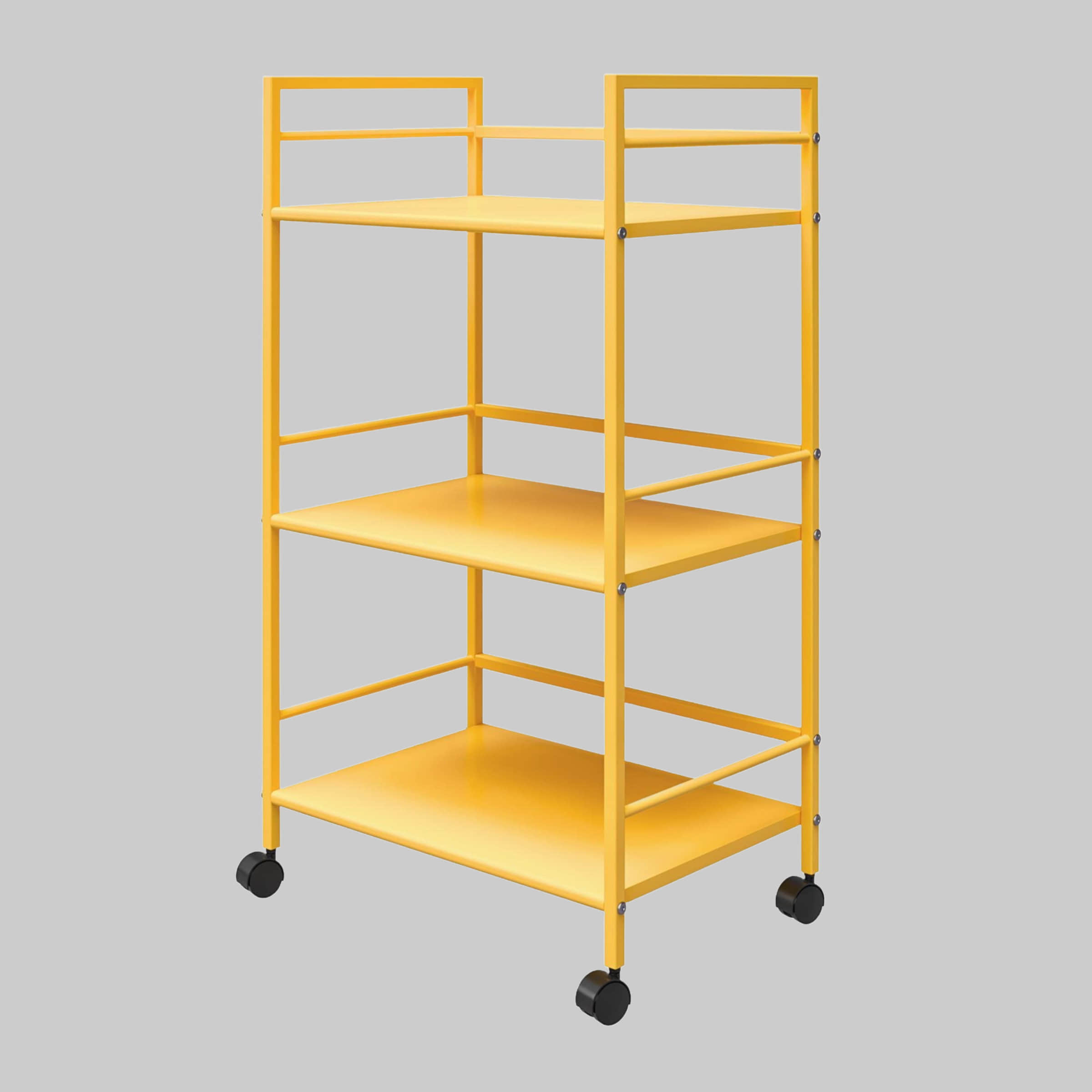 loft24 loft24 Industrial Metal Serving Cart - 3-Tier Mobile Bar Trolley with Lockable Wheels (43cm Wide, Mint Finish) gelb Tische