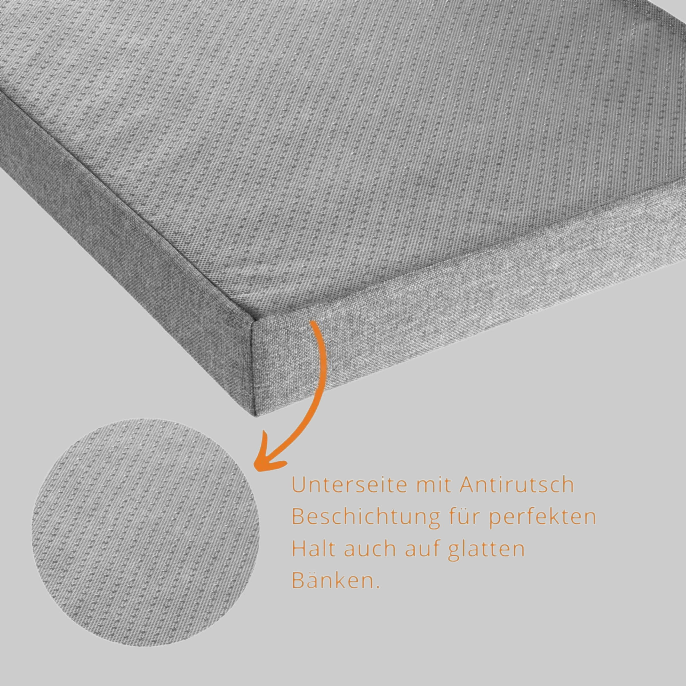 sleepling sleepling Premium Bench Cushion - Dense Woven Sofa Fabric with Anti-Slip Base | Washable Cover | EU-Made Comfort Foam | 120-200cm Width Options hellgrau Dekoration