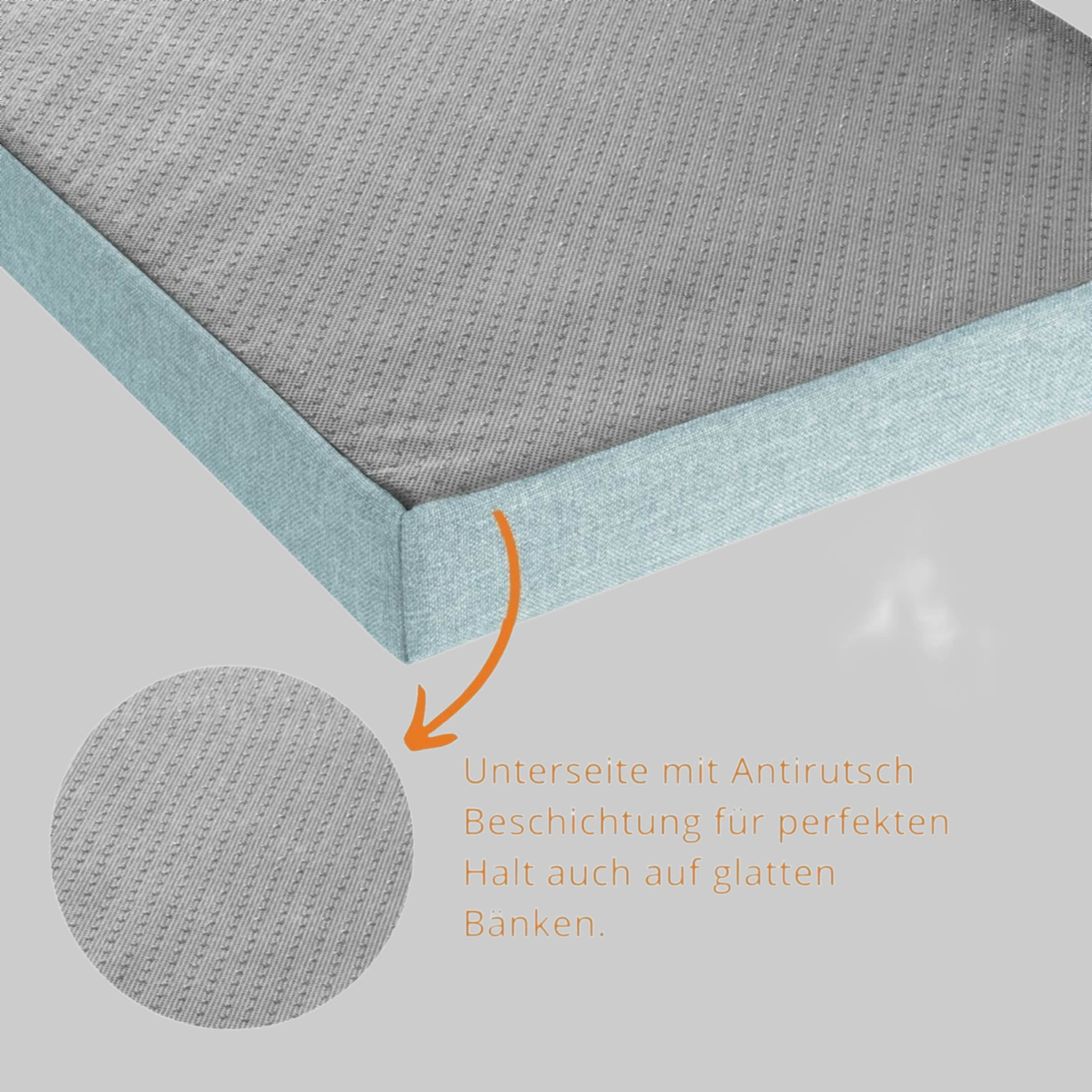 sleepling Premium Bench Cushion - Dense Woven Sofa Fabric with Anti-Slip Base | Washable Cover | EU-Made Comfort Foam | 120-200cm Width Options türkis Dekoration sleepling