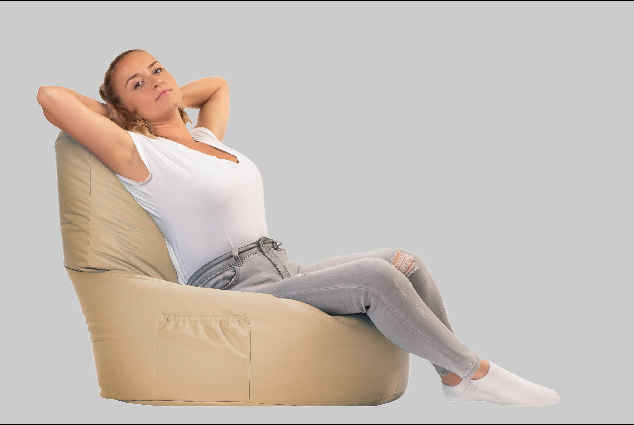 sunnypillow Sessel sunnypillow Sitzsack XXL – Premium Gaming Sitzsack mit Styropor-Füllung für Kinder & Erwachsene | Bequem & Stabil Beige