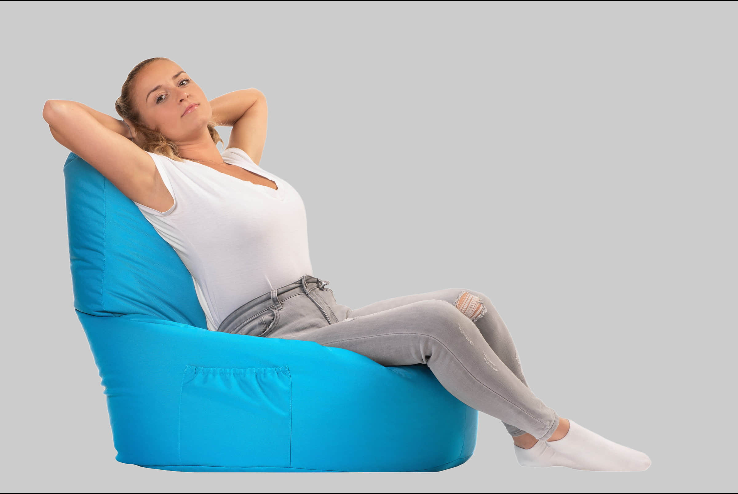 sunnypillow Sitzsack XXL – Premium Gaming Sitzsack mit Styropor-Füllung für Kinder & Erwachsene | Bequem & Stabil Blau Sessel sunnypillow