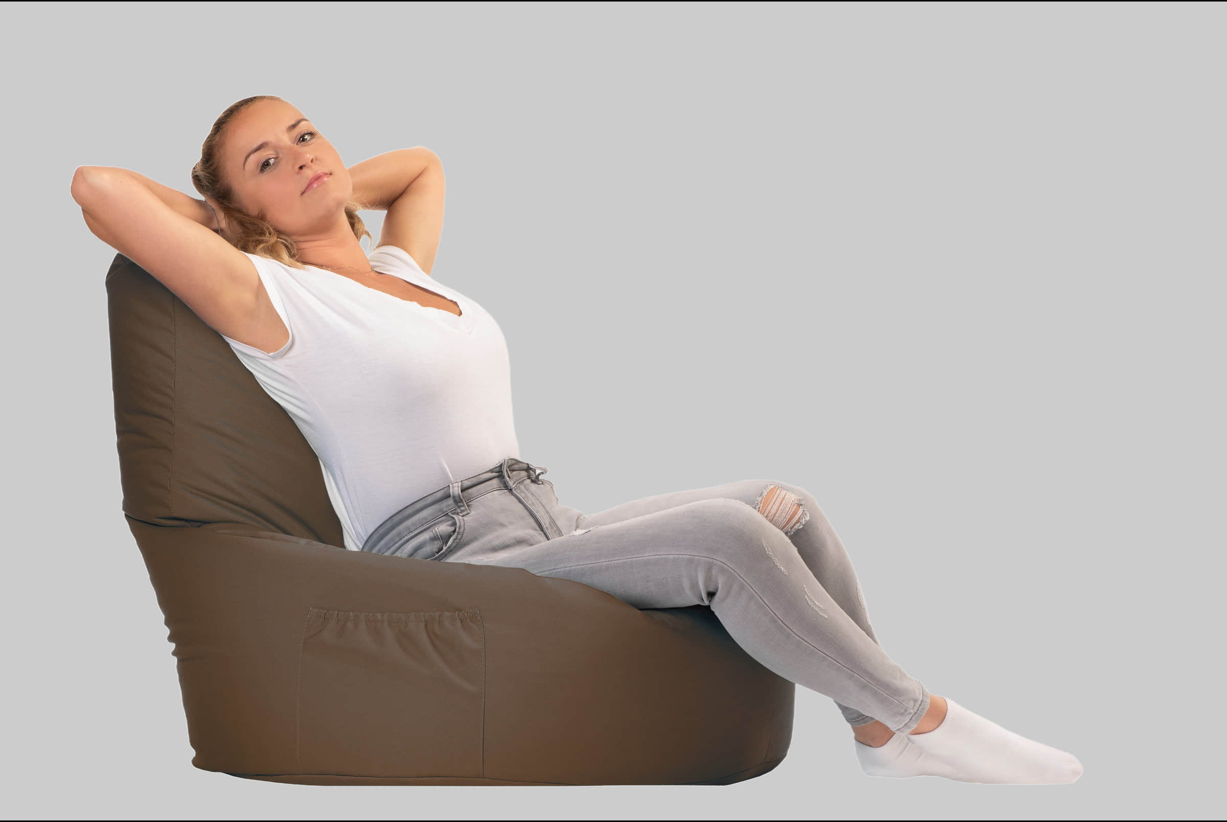 Sessel sunnypillow sunnypillow Sitzsack XXL – Premium Gaming Sitzsack mit Styropor-Füllung für Kinder & Erwachsene | Bequem & Stabil Braun