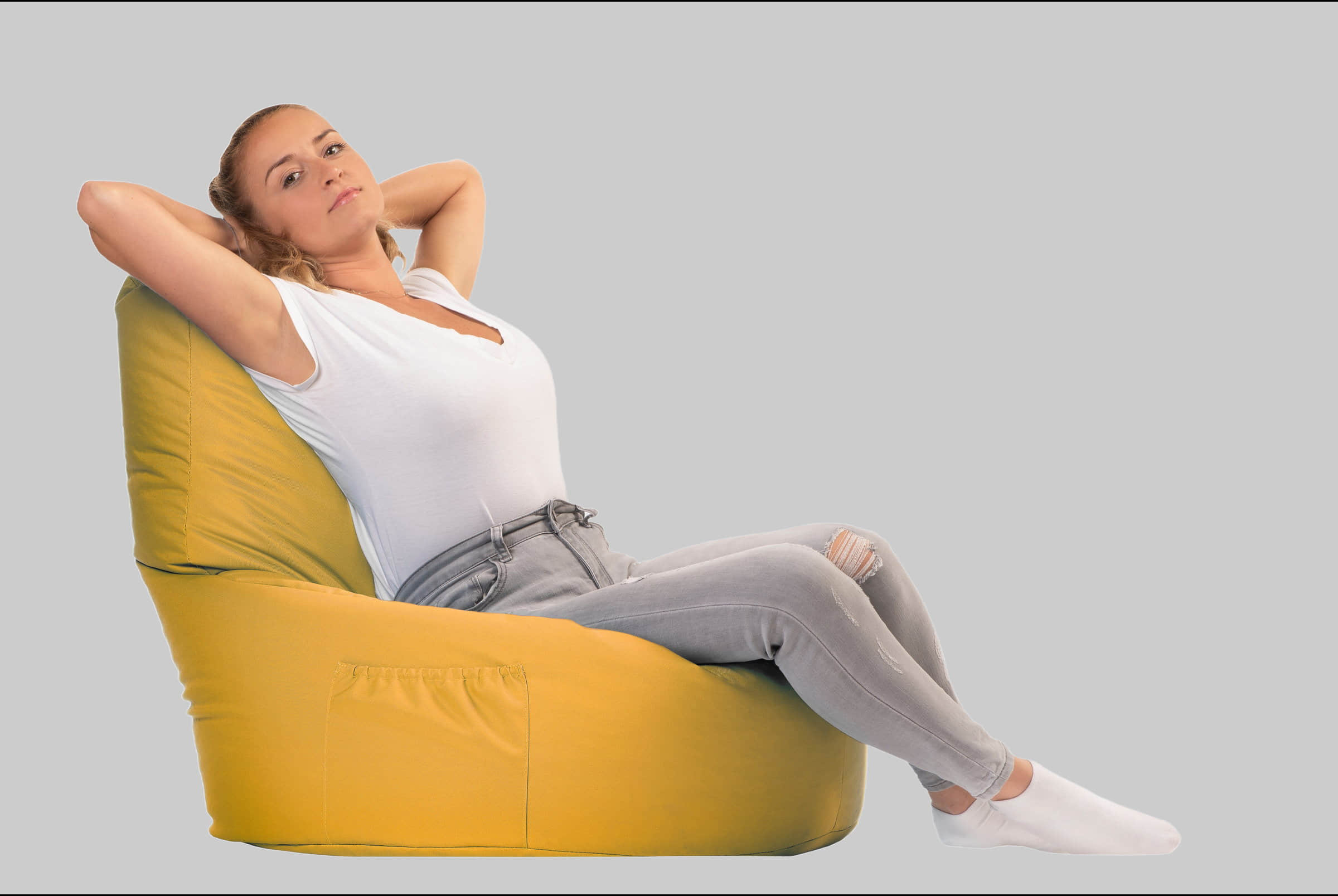 Sessel sunnypillow sunnypillow Sitzsack XXL – Premium Gaming Sitzsack mit Styropor-Füllung für Kinder & Erwachsene | Bequem & Stabil Gelb