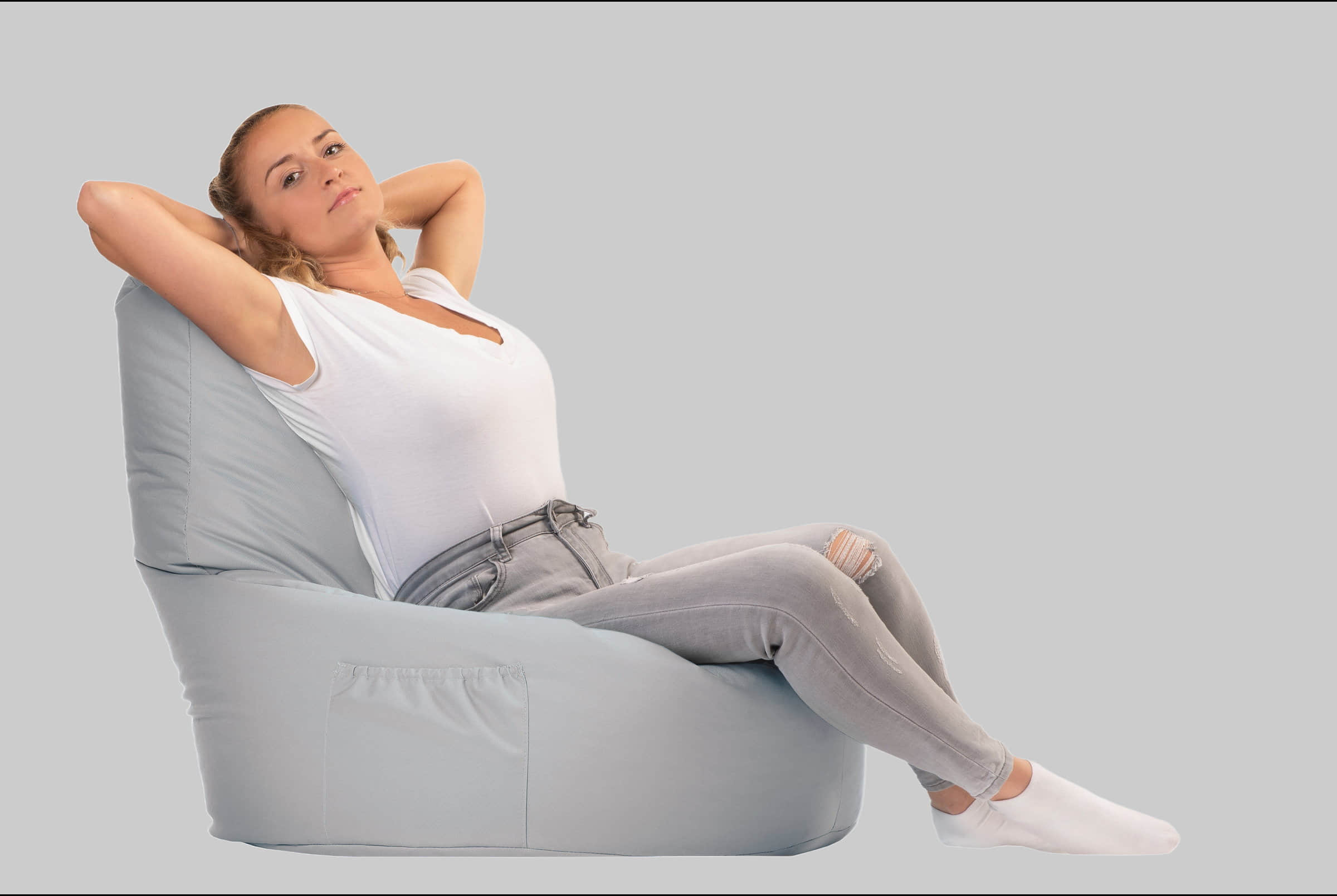 sunnypillow Sitzsack XXL – Premium Gaming Sitzsack mit Styropor-Füllung für Kinder & Erwachsene | Bequem & Stabil Grau Sessel sunnypillow