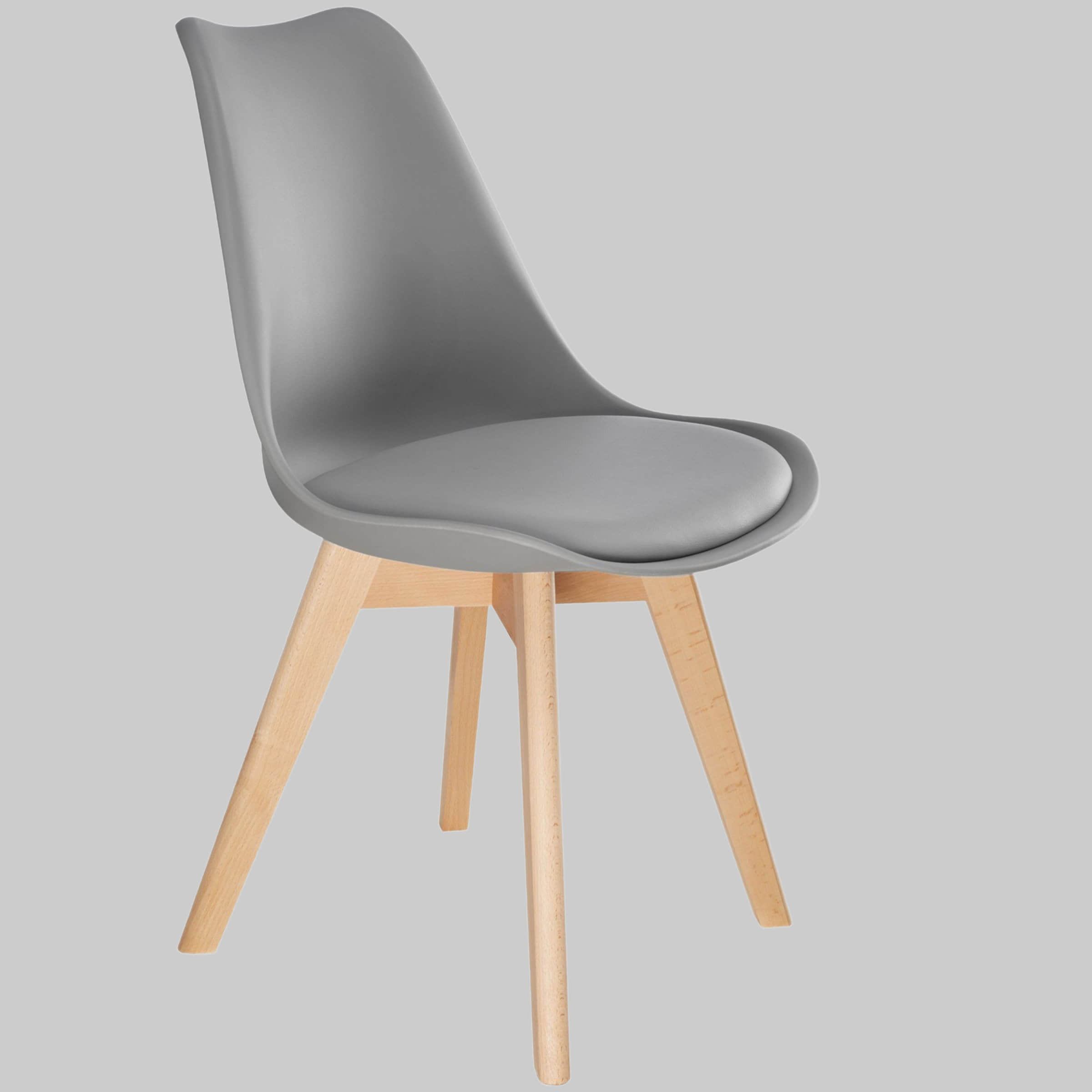 tectake tectake Esszimmerstuhl Set (2er Set) - Gepolsterte Skandinavische Stühle mit Massivholzbeinen für modernes Esszimmer | 120 kg Traglast | Einfache Montage grau Stühle