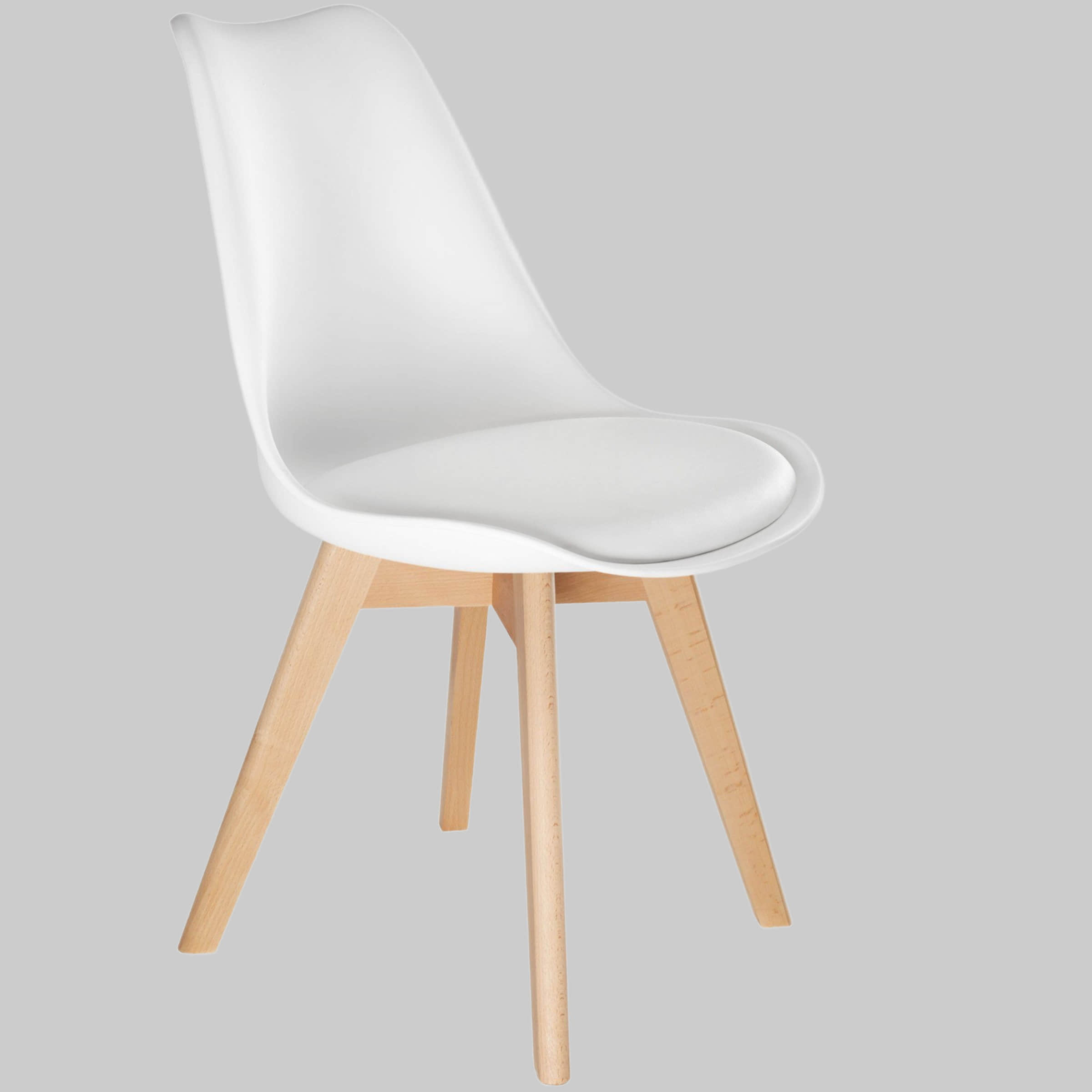 tectake tectake Esszimmerstuhl Set (2er Set) - Gepolsterte Skandinavische Stühle mit Massivholzbeinen für modernes Esszimmer | 120 kg Traglast | Einfache Montage weiß Stühle