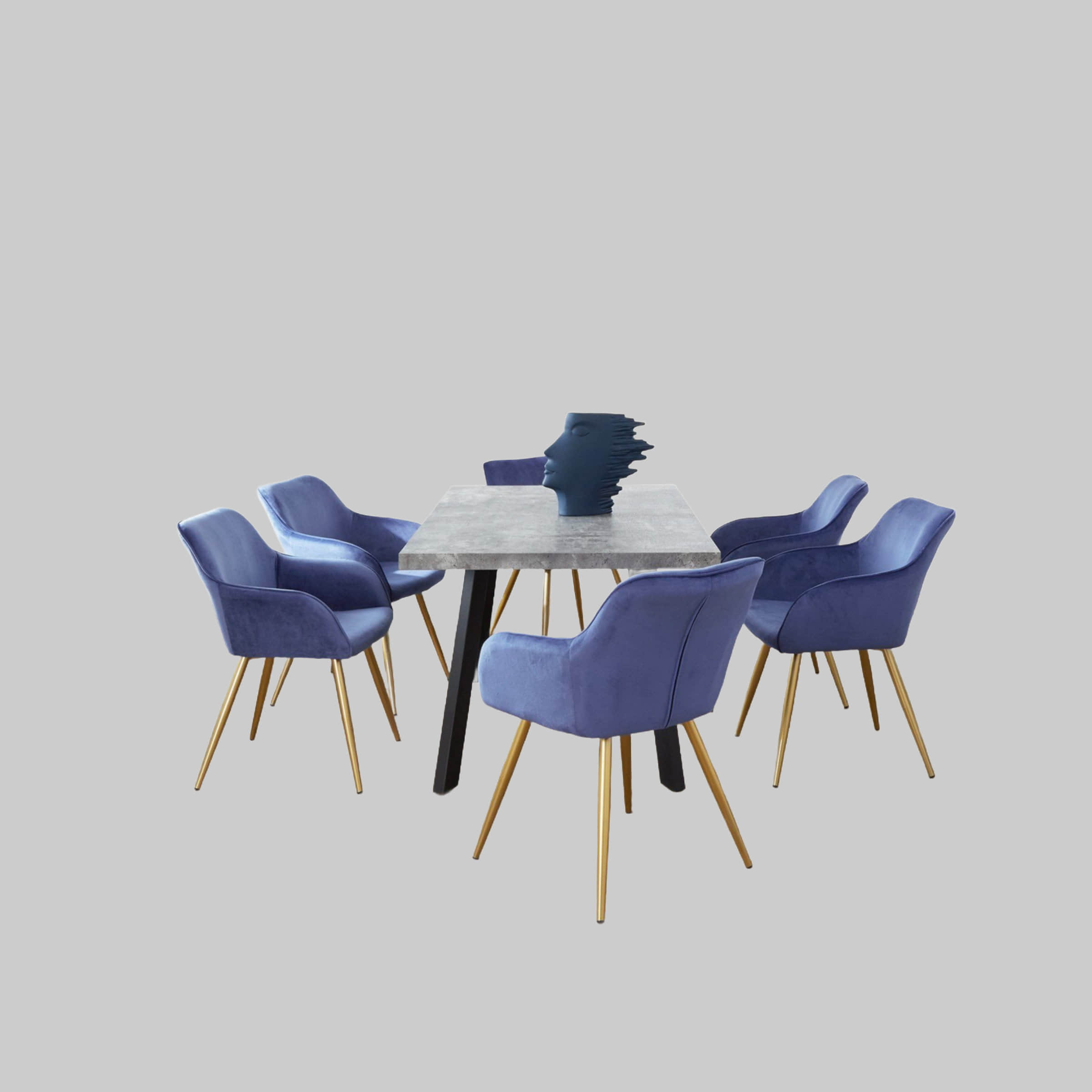 tectake tectake® Marilyn Samt Stuhl Set (6er Set) - Premium Esszimmerstühle mit Armlehnen, moderne Schalenstühle in Knoten-Optik für Wohnzimmer & Küche, bequeme Sessel in Sand dunkelgrau Stühle