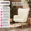 tectake Relaxsessel Hygge – Premium Bouclé-Sessel mit ergonomischer Lehne & Stahlbeinen (150 kg Belastung) 72x76x100,5 cm | Creme/Schwarz Bouclé cre tectake Sessel