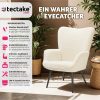Sessel tectake tectake Relaxsessel Hygge – Premium Bouclé-Sessel mit ergonomischer Lehne & Stahlbeinen (150 kg Belastung) 72x76x100,5 cm | Creme/Schwarz Bouclé cre