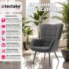 tectake Relaxsessel Hygge – Premium Bouclé-Sessel mit ergonomischer Lehne & Stahlbeinen (150 kg Belastung) 72x76x100,5 cm | Creme/Schwarz Feincord a Sessel tectake