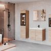 Badmöbel-Sets welltime welltime Badmöbel-Set »MADRIT« (4-teilig) mit Waschtisch, Waschbecken, Badschrank, Hochschrank & Spiegel – modernes Design für Ihr Badezimmer Eiche San