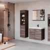 welltime welltime Badmöbel-Set »MADRIT« (4-teilig) mit Waschtisch, Waschbecken, Badschrank, Hochschrank & Spiegel – modernes Design für Ihr Badezimmer Bodega Eiche Badmöbel-Sets