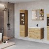 welltime Badmöbel-Sets welltime Badmöbel-Set »MADRIT« (4-teilig) mit Waschtisch, Waschbecken, Badschrank, Hochschrank & Spiegel – modernes Design für Ihr Badezimmer eichefarbe
