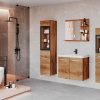 welltime welltime Badmöbel-Set »MADRIT« (4-teilig) mit Waschtisch, Waschbecken, Badschrank, Hochschrank & Spiegel – modernes Design für Ihr Badezimmer Kastanie E Badmöbel-Sets