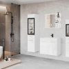 welltime Badmöbel-Set »MADRIT« (4-teilig) mit Waschtisch, Waschbecken, Badschrank, Hochschrank & Spiegel – modernes Design für Ihr Badezimmer Weiß matt Badmöbel-Sets welltime