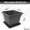 2friends Garten & Balkon 2friends Premium Pflanzkübel 2er Set Anthrazit (48x48 cm) – XXL Blumentopf für Draußen mit Drainage, Wetterfest & UV-beständig – Moderner Pflanztopf für Garten, Terrasse & Balkon