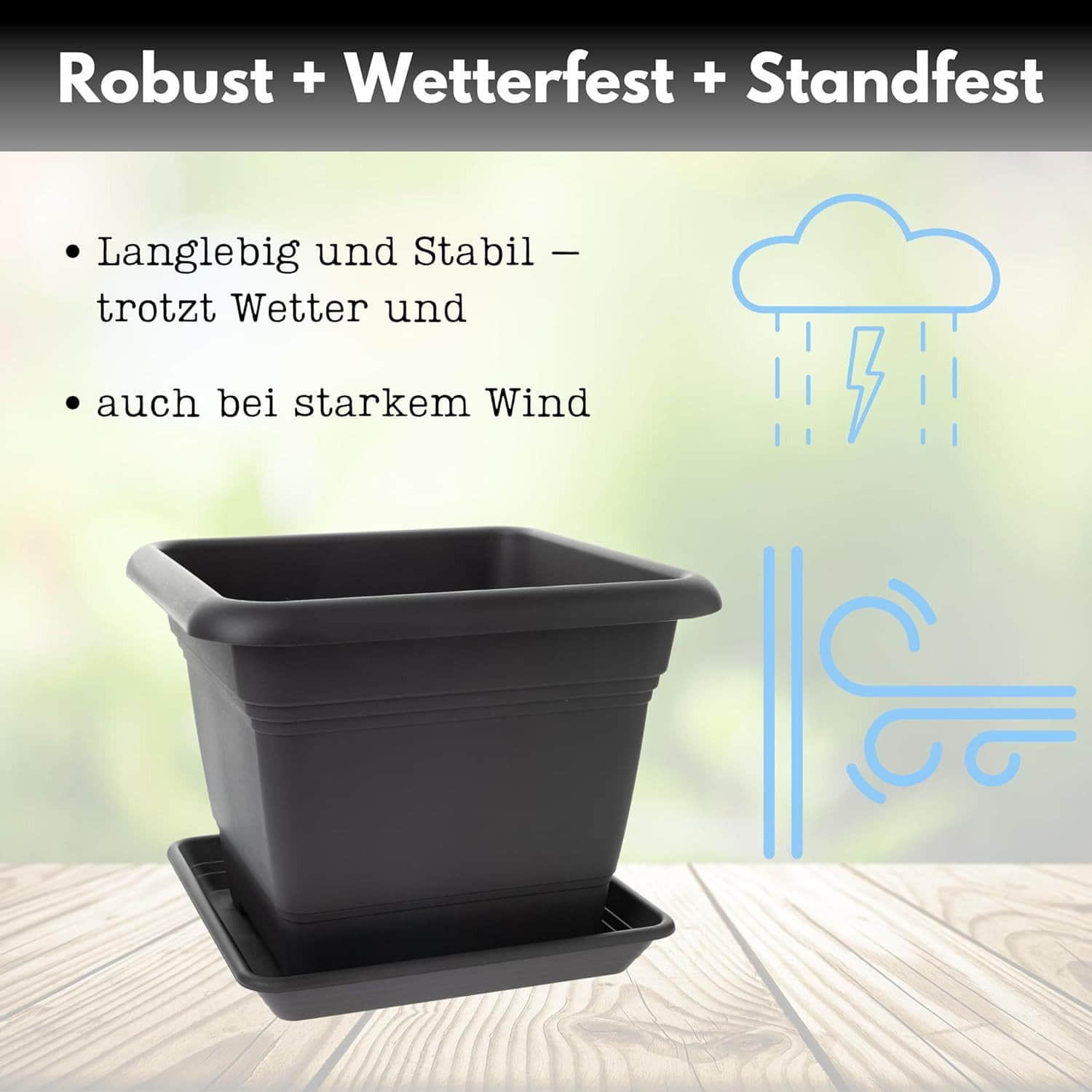 2friends Garten & Balkon 2friends Premium Pflanzkübel 2er Set Anthrazit (48x48 cm) – XXL Blumentopf für Draußen mit Drainage, Wetterfest & UV-beständig – Moderner Pflanztopf für Garten, Terrasse & Balkon