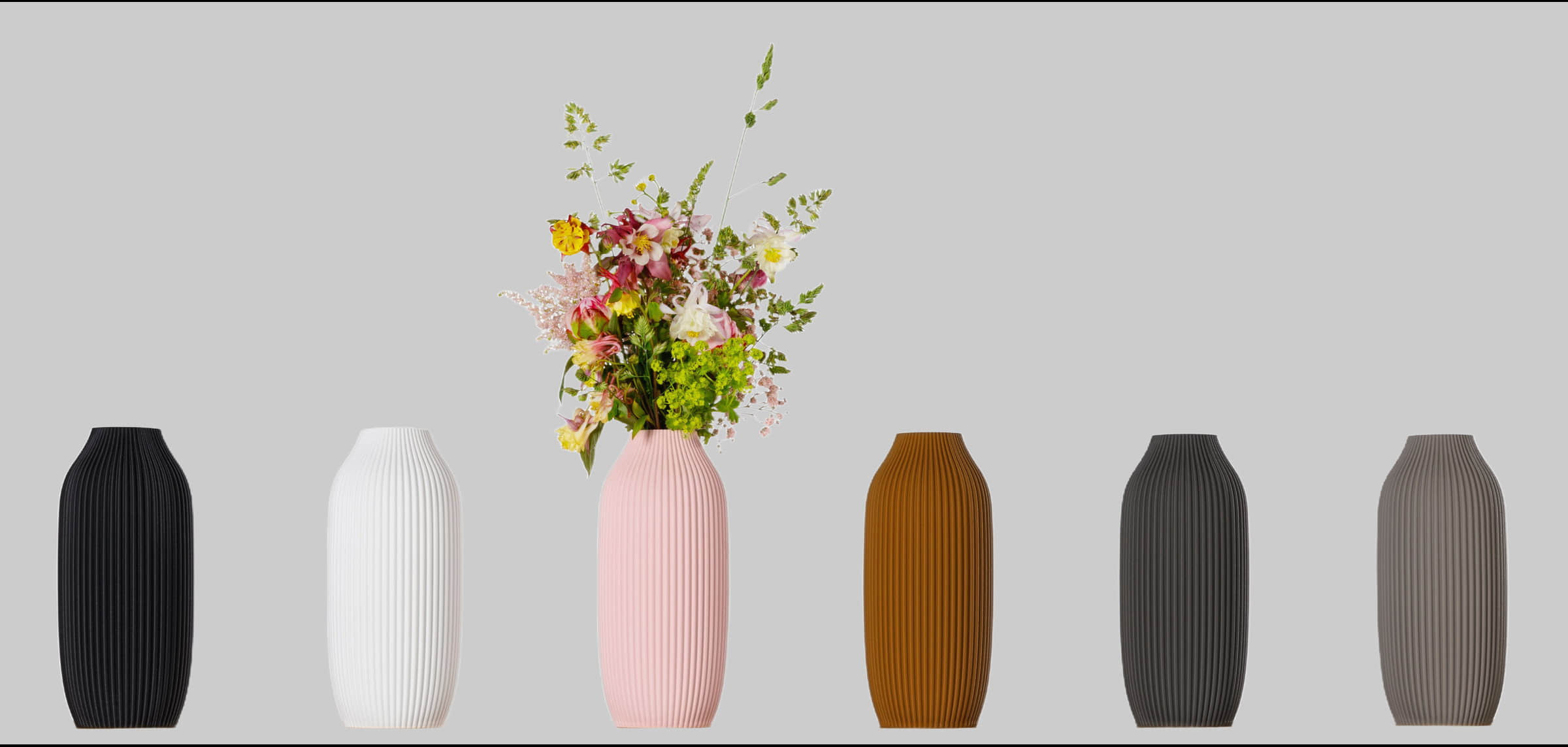 3D Vase Dekoration 3D Vase Dekovase Stella M 22,5cm | Nachhaltige Blumenvase aus Bio-Kunststoff für Schnitt-/Trockenblumen | Wasserdichte Deko-Vase | Made in Germany Hellgrau