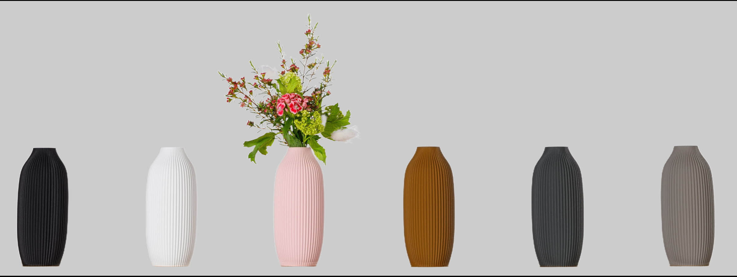 3D Vase 'Stella S' 16cm – Nachhaltige Blumenvase aus Bio-Kunststoff für Schnitt-/Trockenblumen | Wasserdicht & UV-beständig | Made in Germany Hellgrau 3D Vase Dekoration