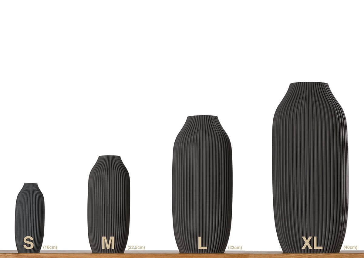 3D Vase 'Stella S' 16cm – Nachhaltige Blumenvase aus Bio-Kunststoff für Schnitt-/Trockenblumen | Wasserdicht & UV-beständig | Made in Germany Schwarz 3D Vase Dekoration