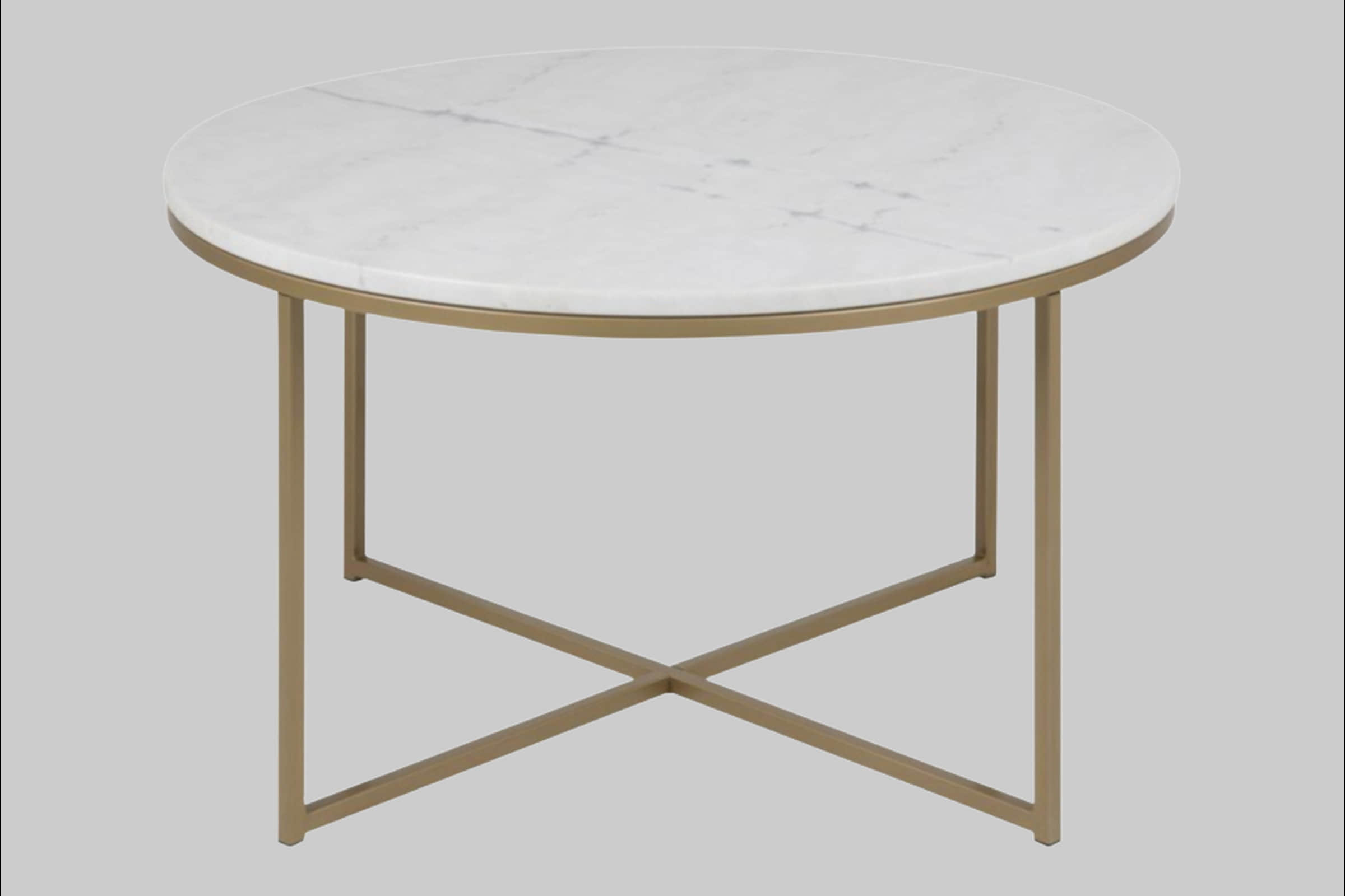 ACTONA GROUP Alisma Coffee Table - 80cm Guangxi White Marble Top with Brass Frame | Modern Living Room Centerpiece ACTONA GROUP Tische