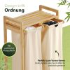 Bad & Sanitär AMBIAVO AMBIAVO Bamboo Laundry Hamper - 2 Compartment Pull-Out Design with Storage Shelf (45x35x75cm) for Bedroom & Bathroom Organization beige