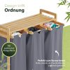 AMBIAVO Wäschekorb 3-Fach aus Bambus | Nachhaltiger Wäschesammler mit Baumwollfächern | Ideal für Farbtrennung blaugrau AMBIAVO Bad & Sanitär