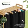 AMBIAVO AMBIAVO Wäschekorb 3-Fach aus Bambus | Nachhaltiger Wäschesammler mit Baumwollfächern | Ideal für Farbtrennung schwarz Bad & Sanitär