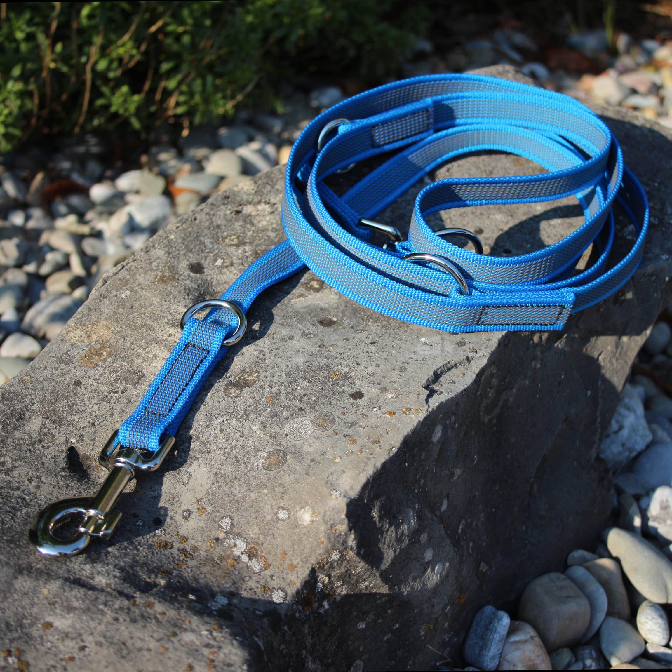 Activity4Dogs Premium Nylon-Hundeleine Anti-Slip | 2,8m 4-fach verstellbar | Für mittelgroße & große Hunde | Rutschfester Griff | Wasserdicht | Made in Germany blau Tierbedarf Activity4Dogs