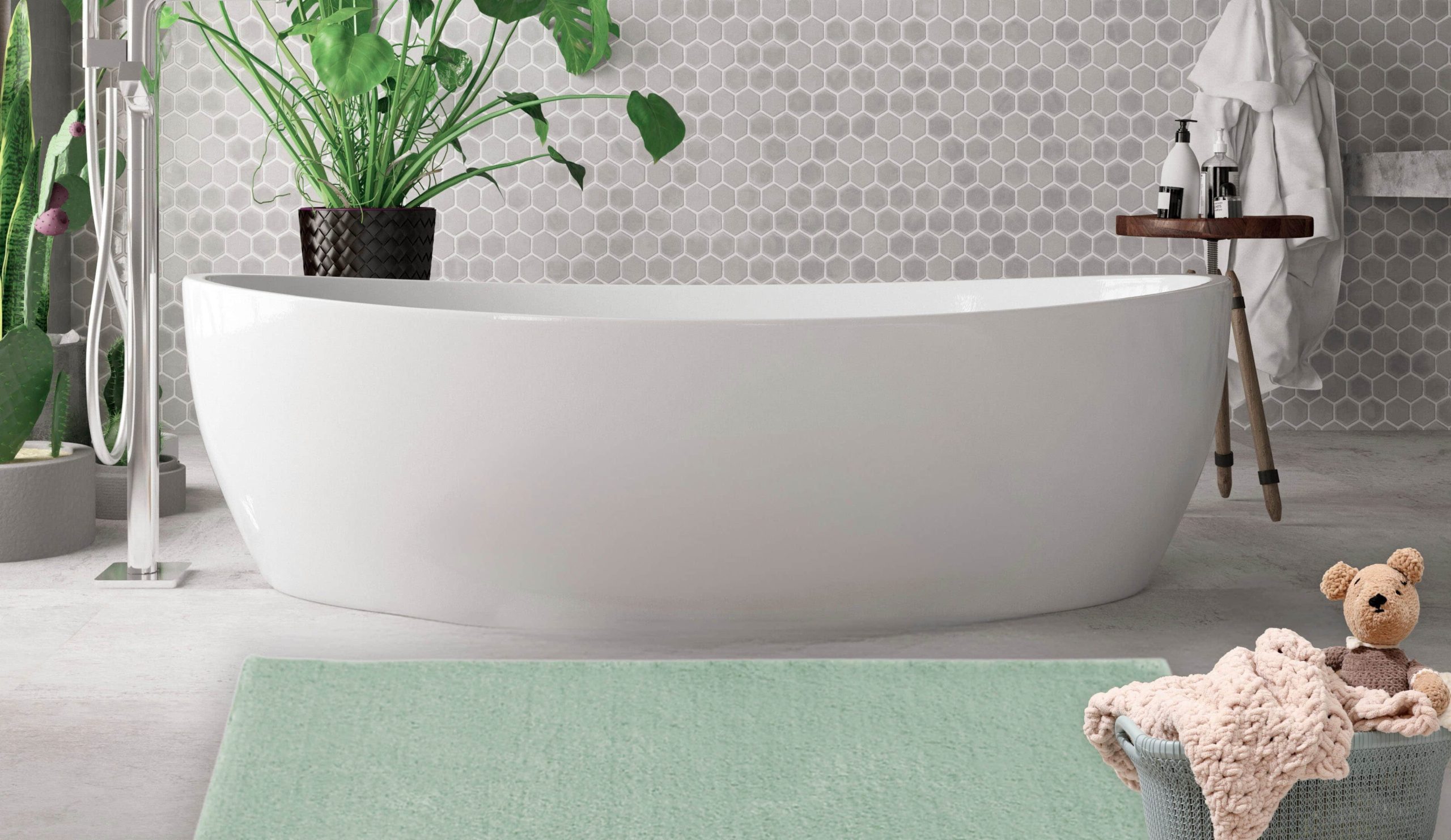 Badematten Andiamo Andiamo Badematte 'Arezzo' – 16 mm hoch, rutschhemmend & fußbodenheizungsgeeignet | Premium Polyester | Waschbar bei 30°C | Uni-Farben | Auch als 2er-Set salbeigrün