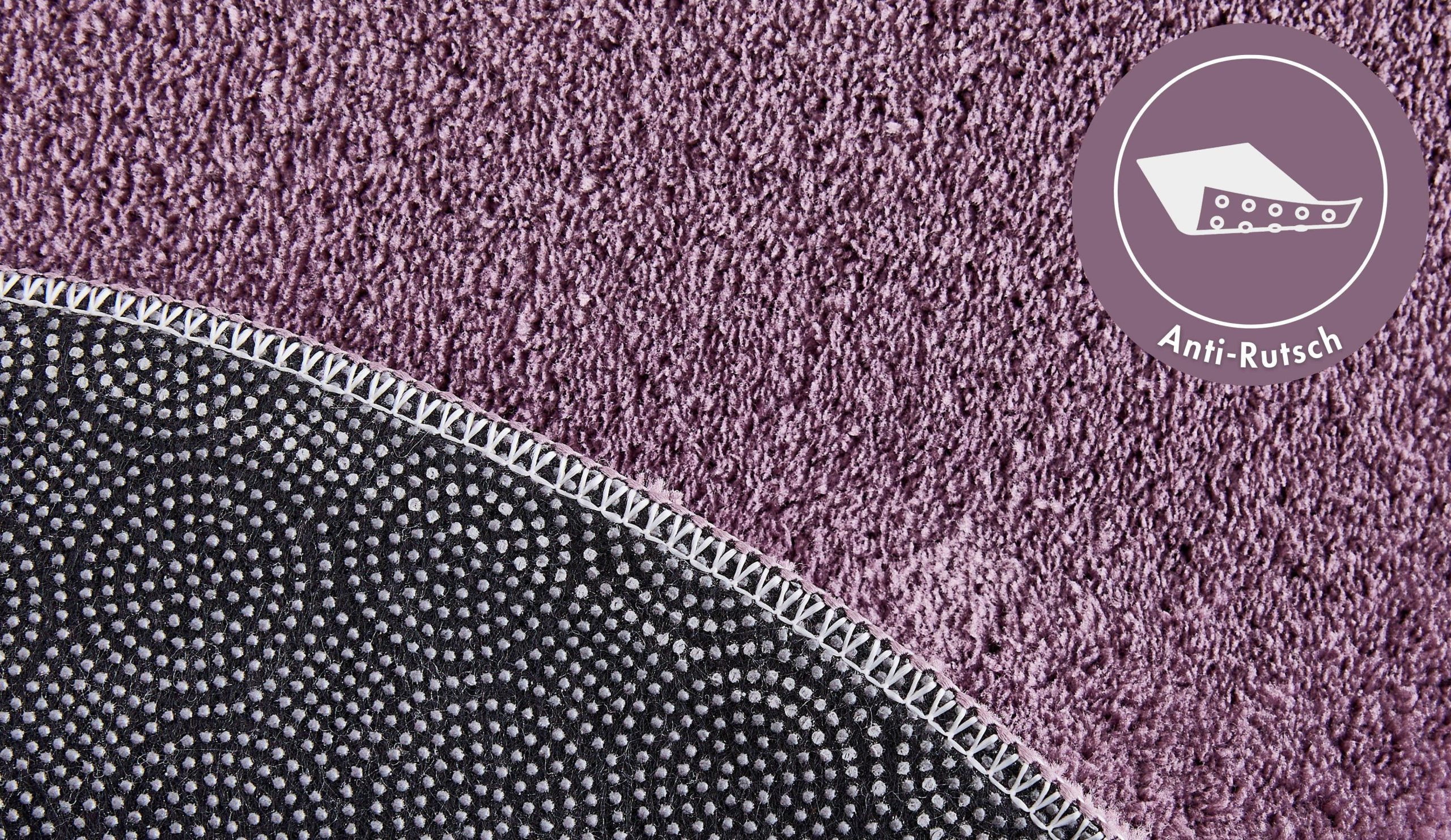 Andiamo Badematte 'Arezzo' – 16 mm hoch, rutschhemmend & fußbodenheizungsgeeignet | Premium Polyester | Waschbar bei 30°C | Uni-Farben | Auch als 2er-Set lavendel Andiamo Badematten