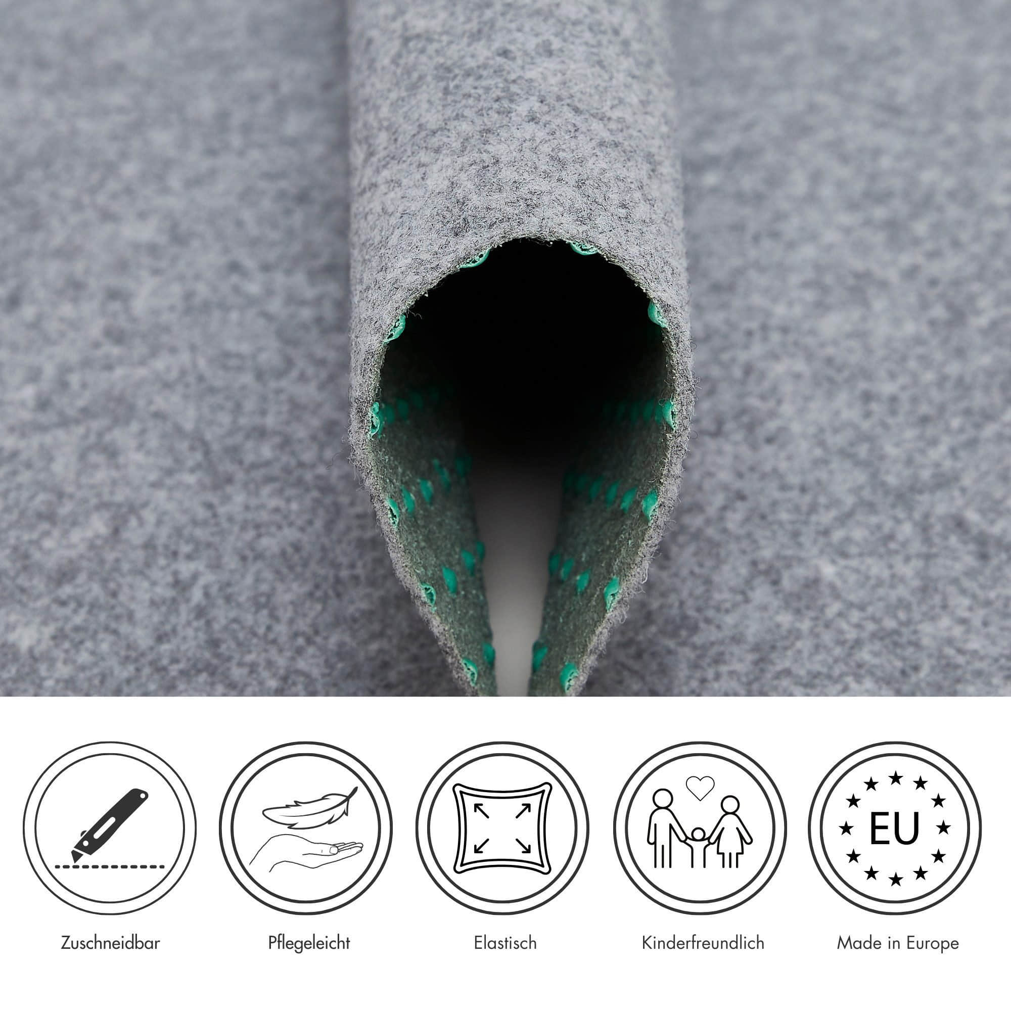 Andiamo Kunstrasen Field Premium | 4 mm Höhe | Nadelfilz-Rasenteppich mit Noppen | UV-beständig & pflegeleicht | Für Balkon, Terrasse & Garten (versch. Größen) grau Andiamo Teppiche